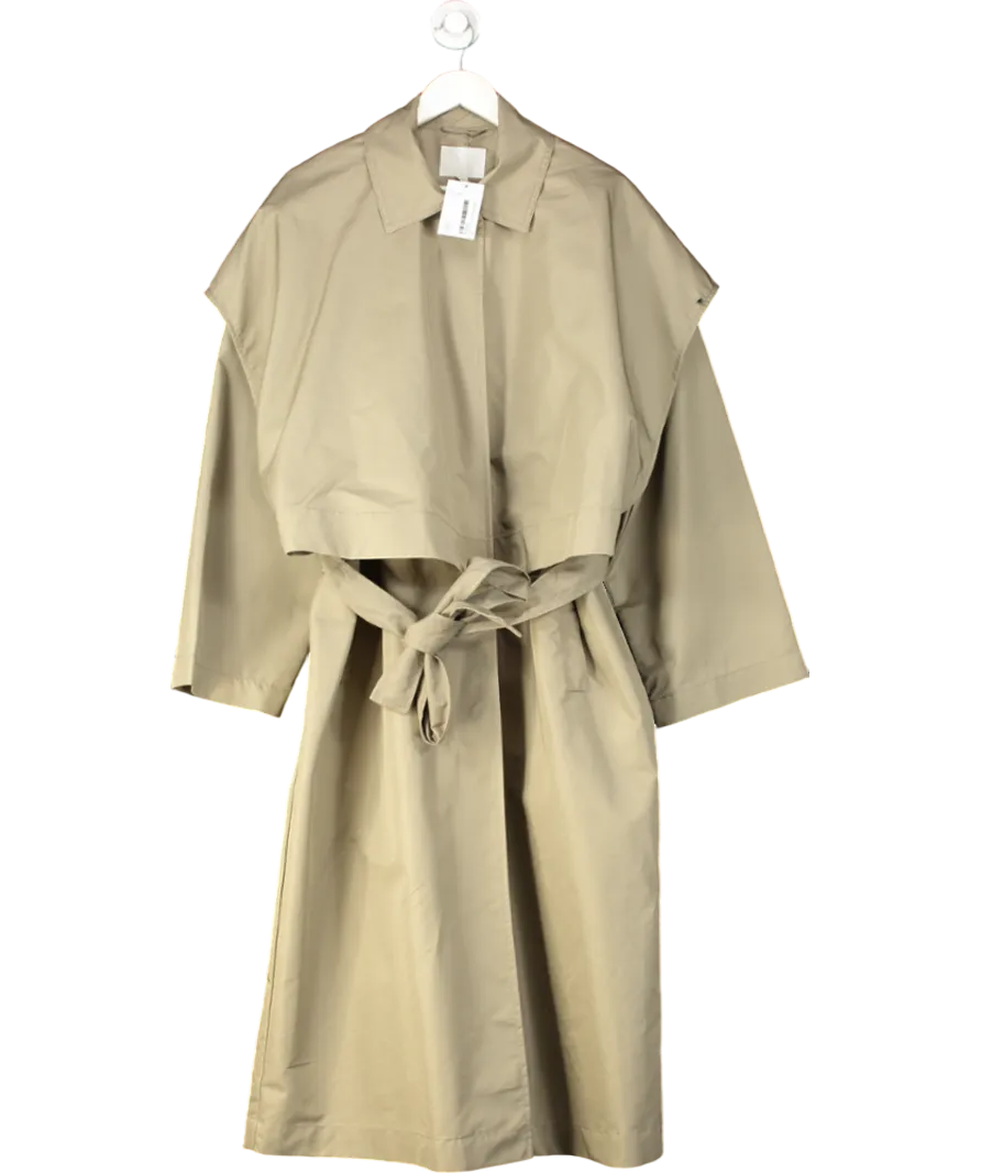 H&M Green Light Khaki Maxi Trench Coat UK XL