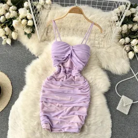 Hottie Pleated Drawstring Slip Dress