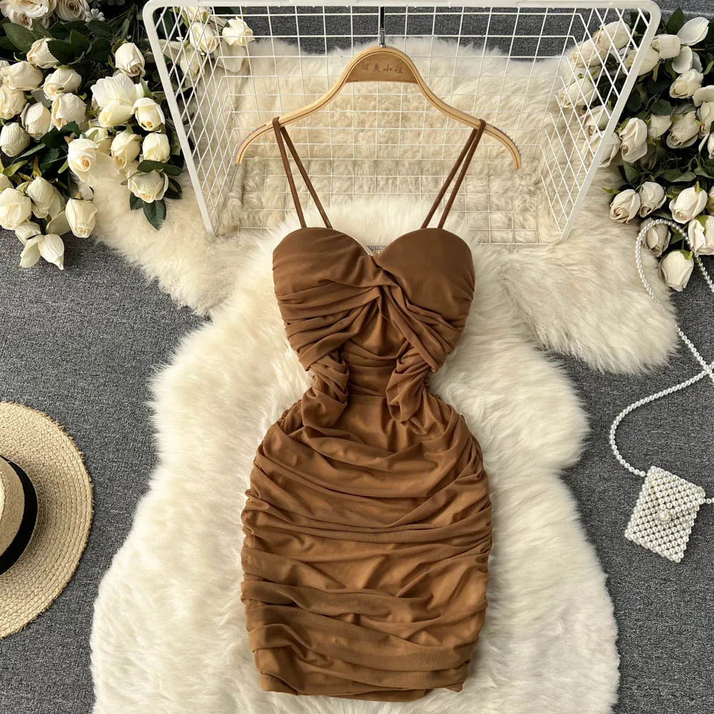 Hottie Pleated Drawstring Slip Dress