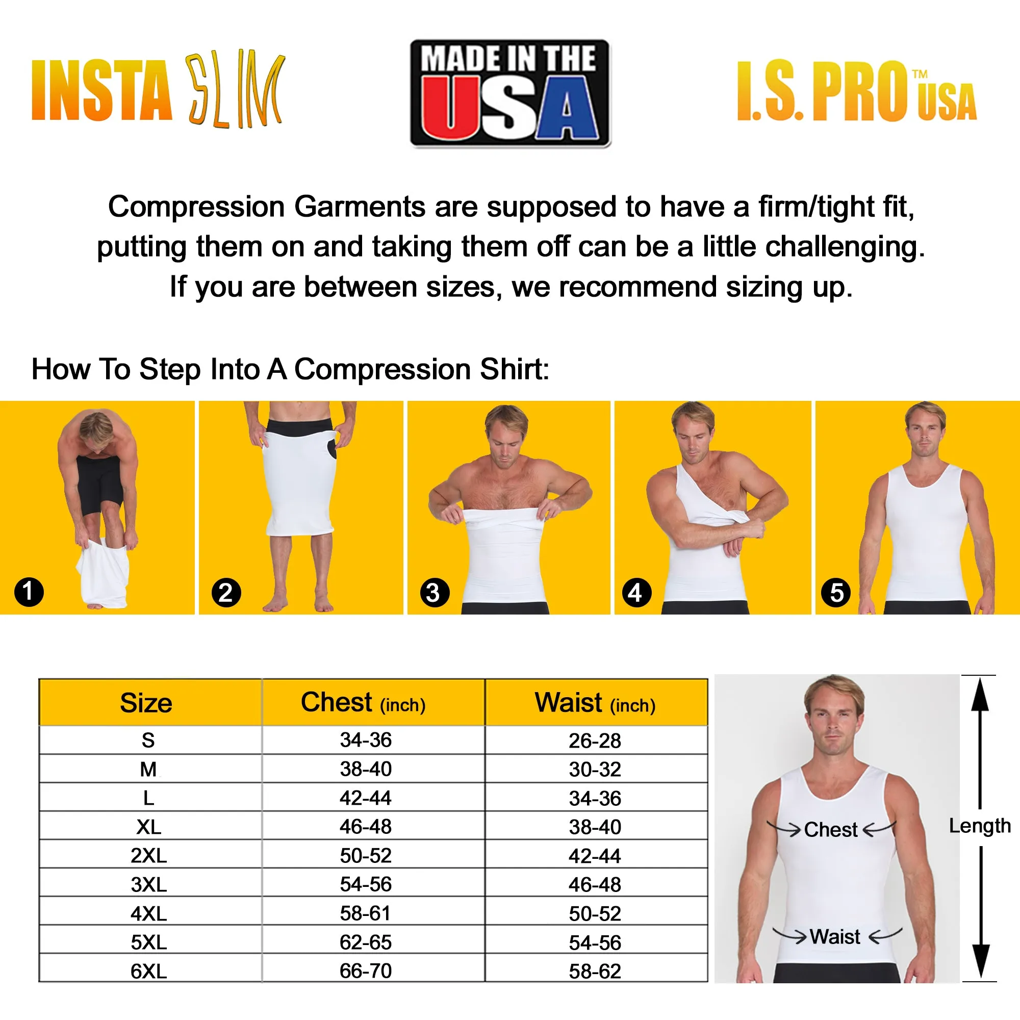 Insta Slim High Compression Muscle Tank MS0001 Made in USA