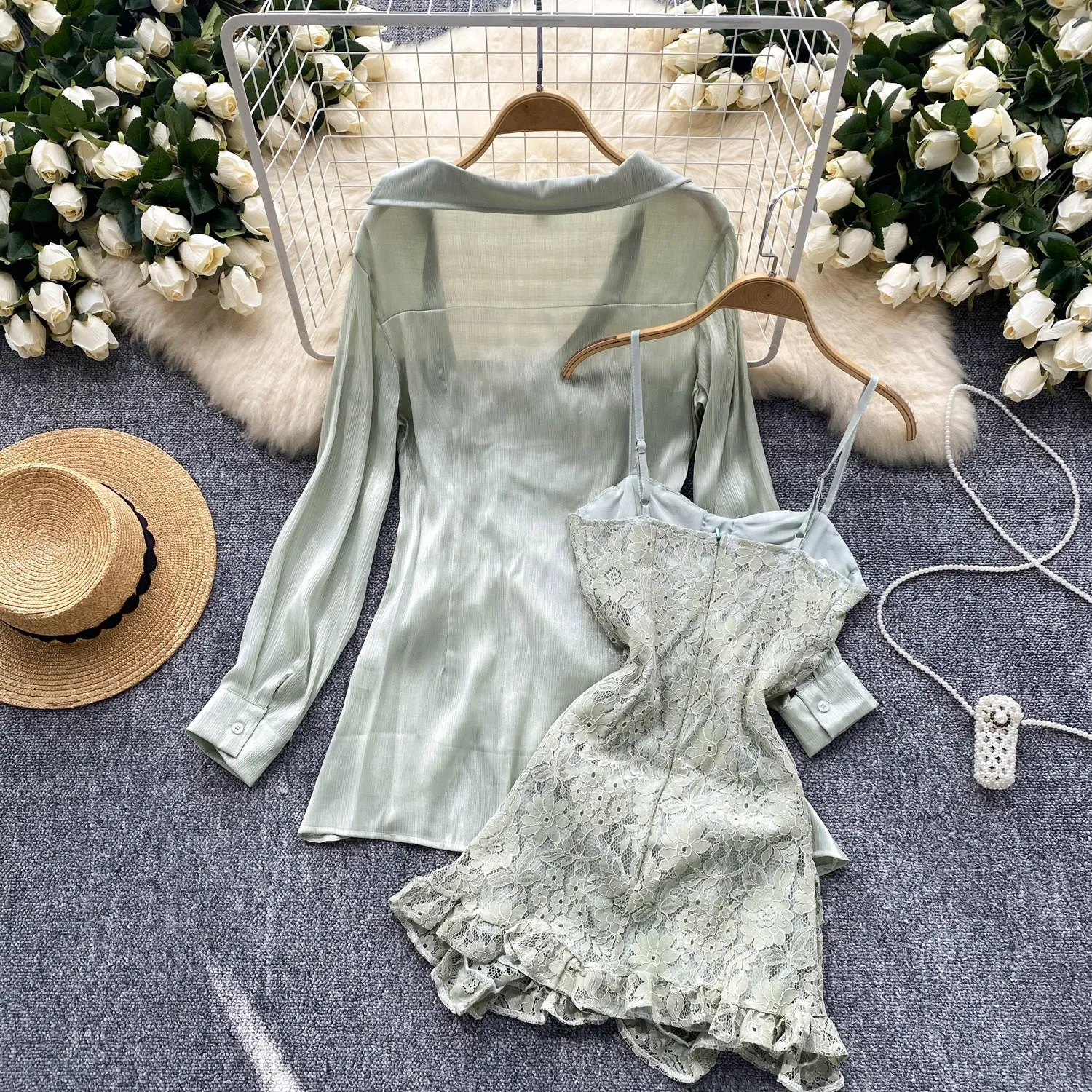 Irregular Design Gown&Slip Dress 2Pcs