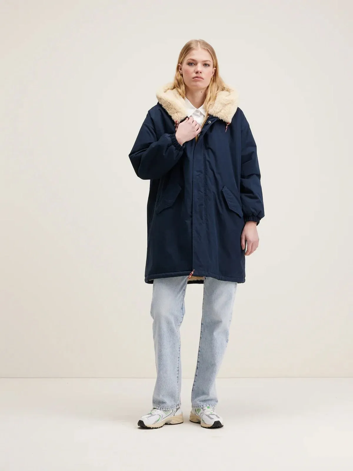Laos Navy Faux Fur Lined Parka