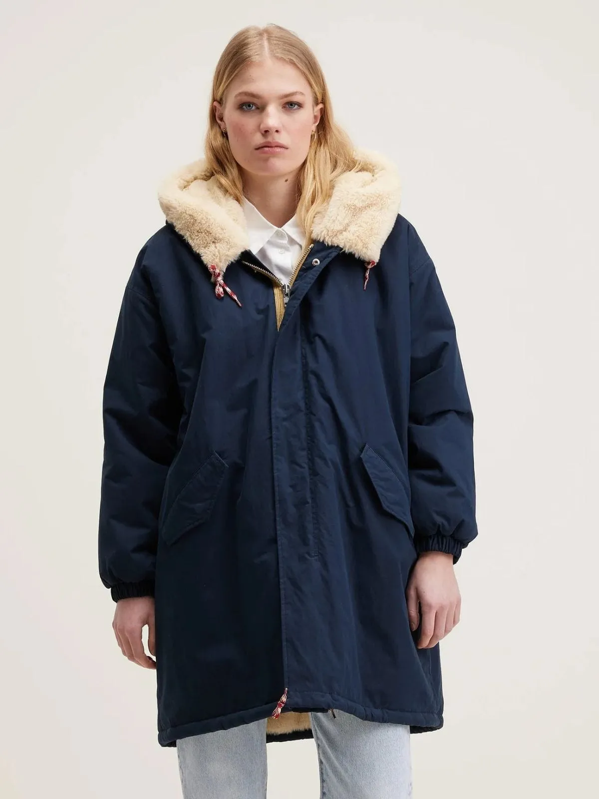 Laos Navy Faux Fur Lined Parka