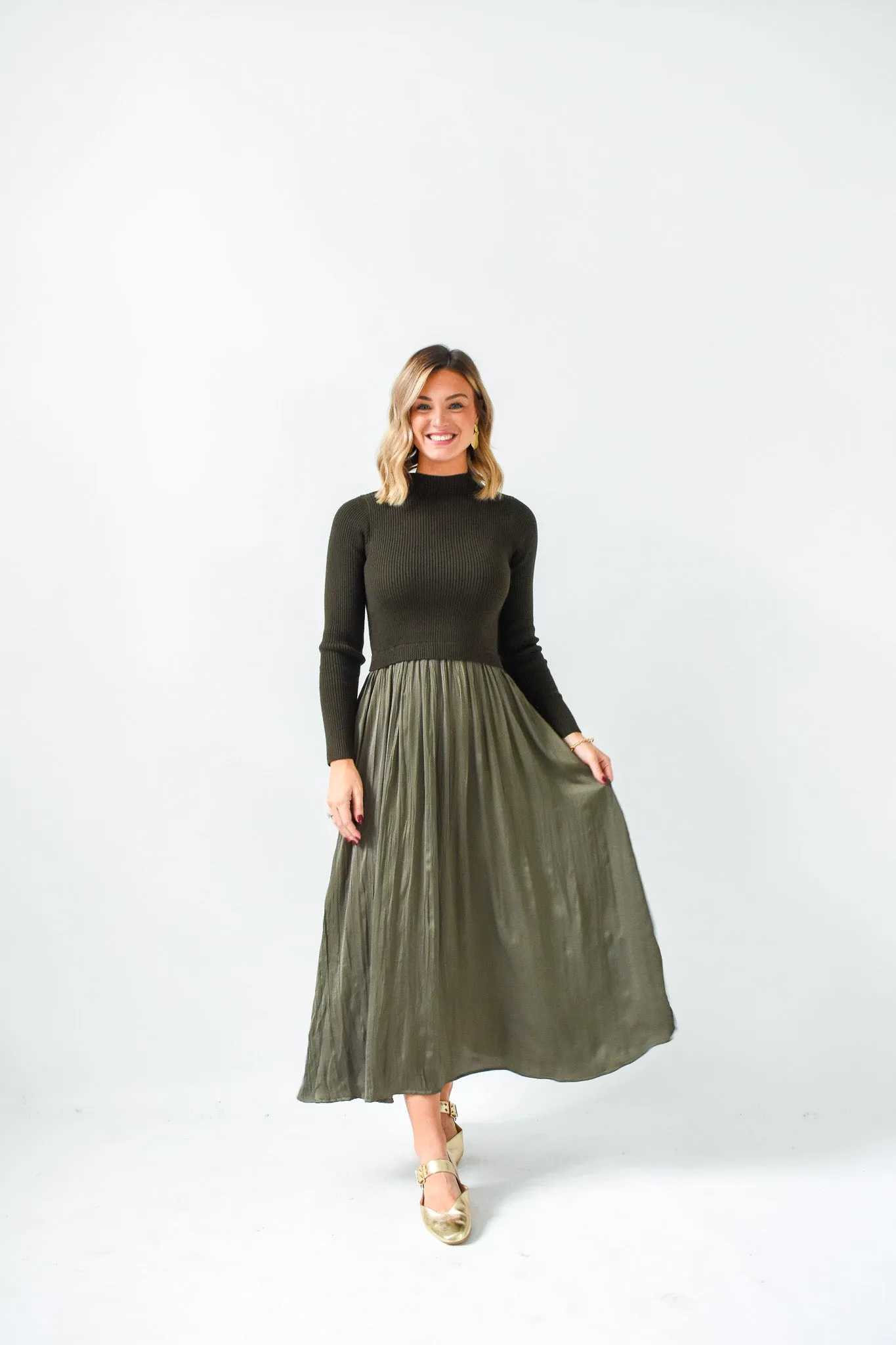 Layered Luxe Sweater Combo Dress