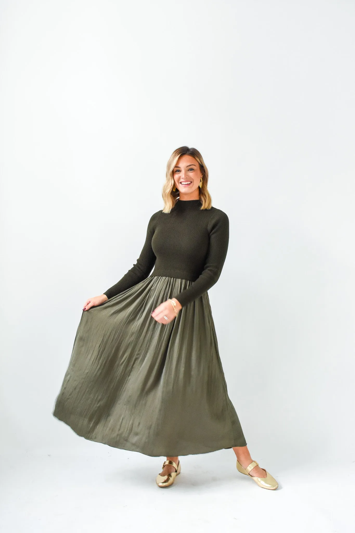 Layered Luxe Sweater Combo Dress