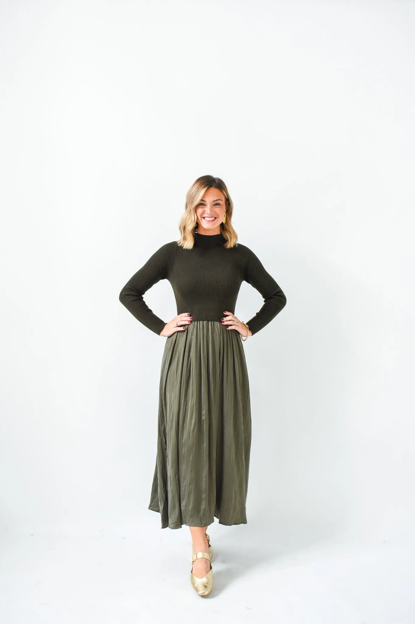 Layered Luxe Sweater Combo Dress