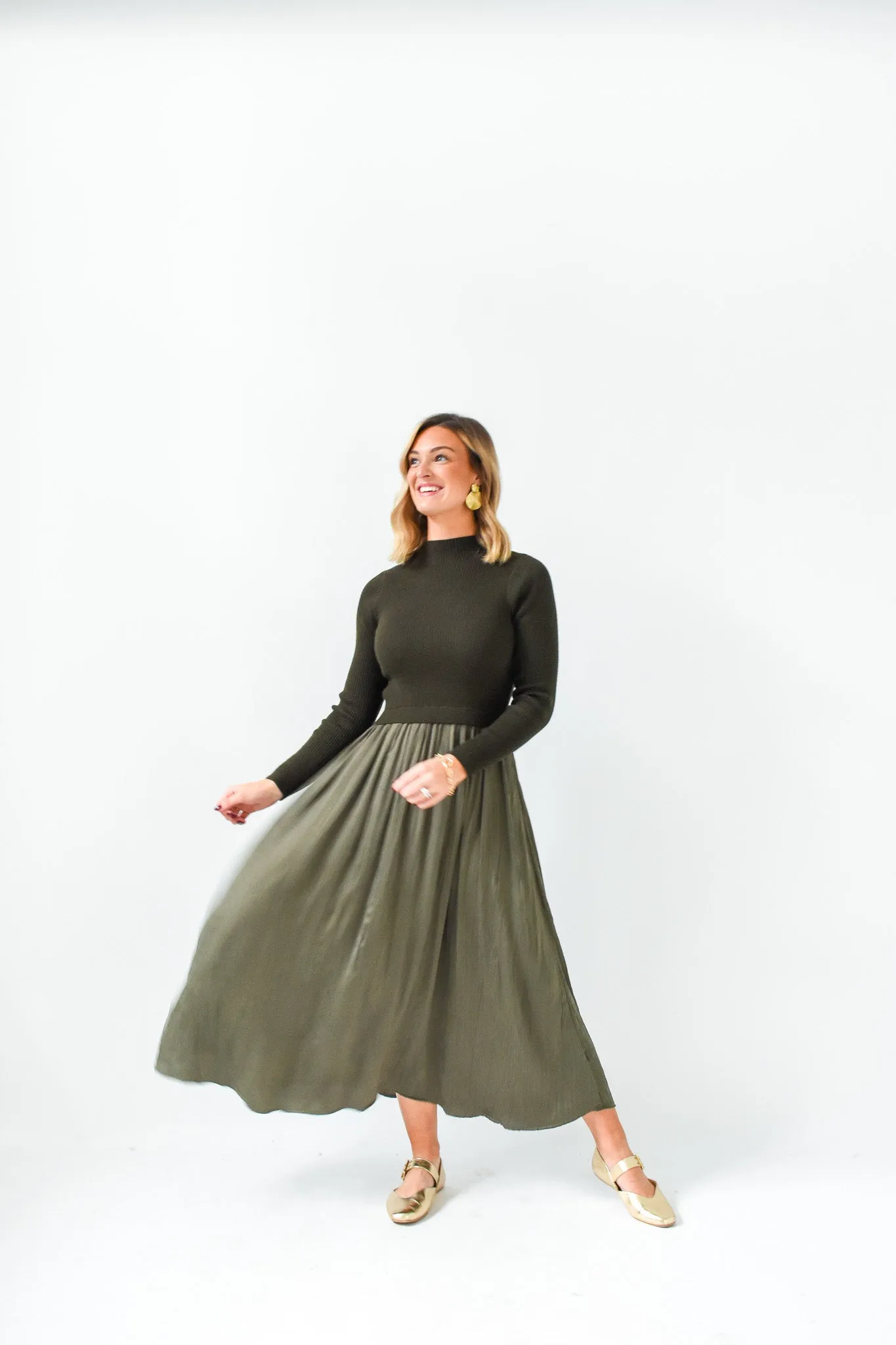 Layered Luxe Sweater Combo Dress