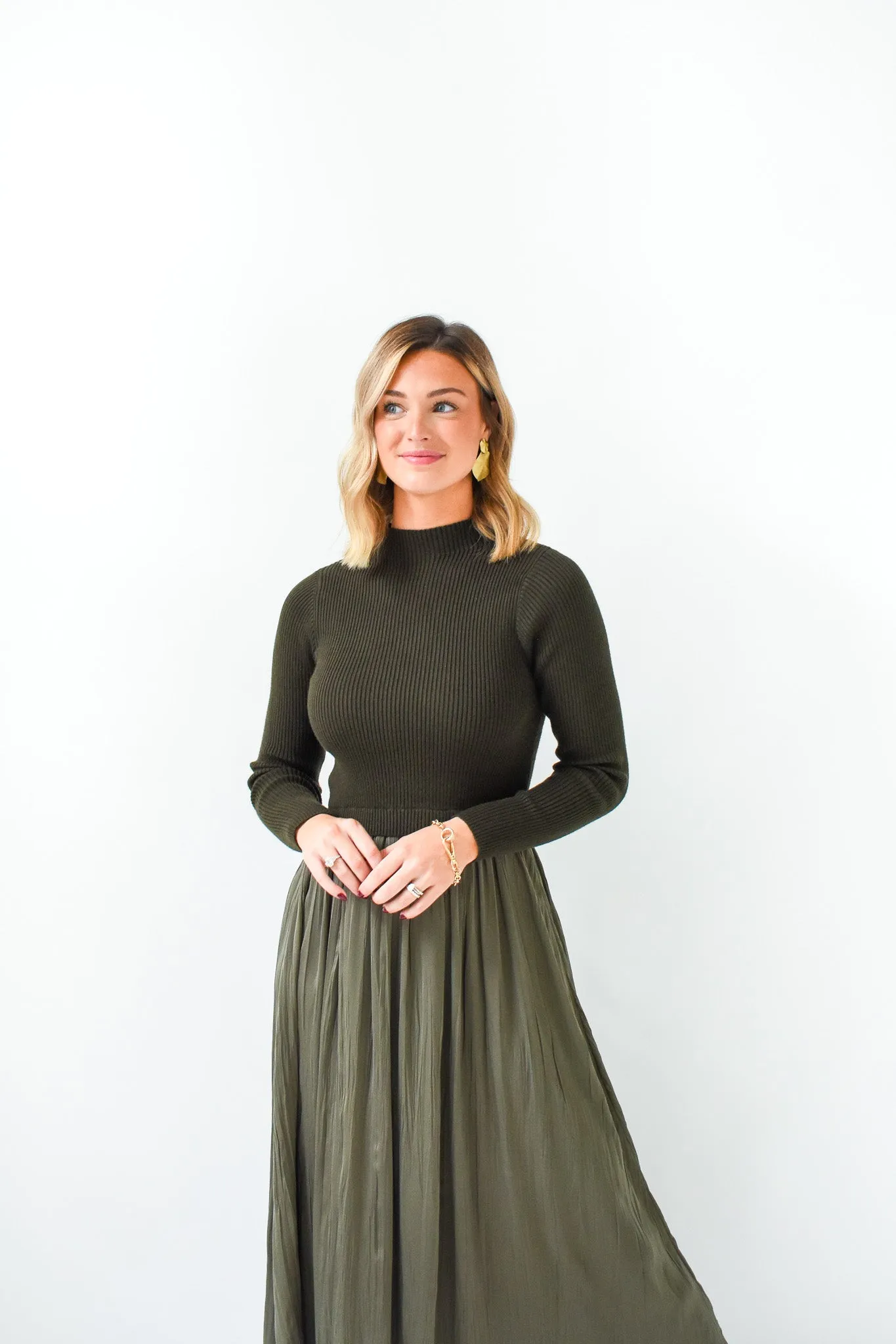 Layered Luxe Sweater Combo Dress