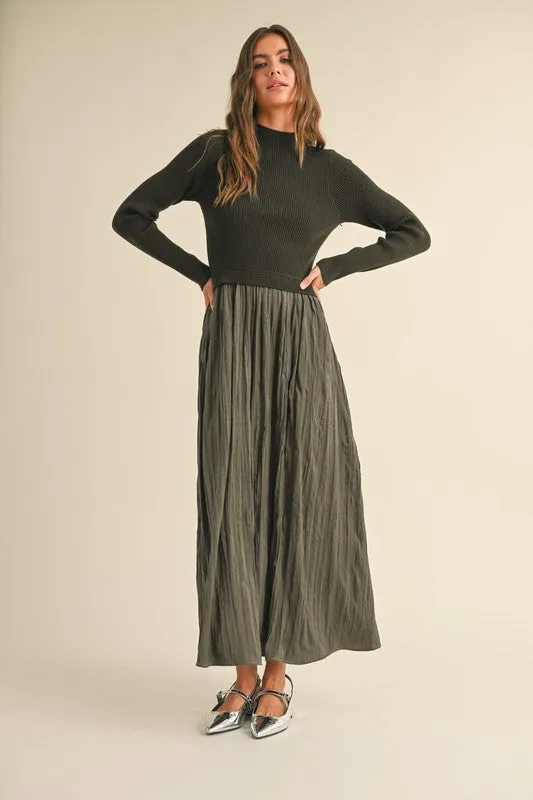 Layered Luxe Sweater Combo Dress