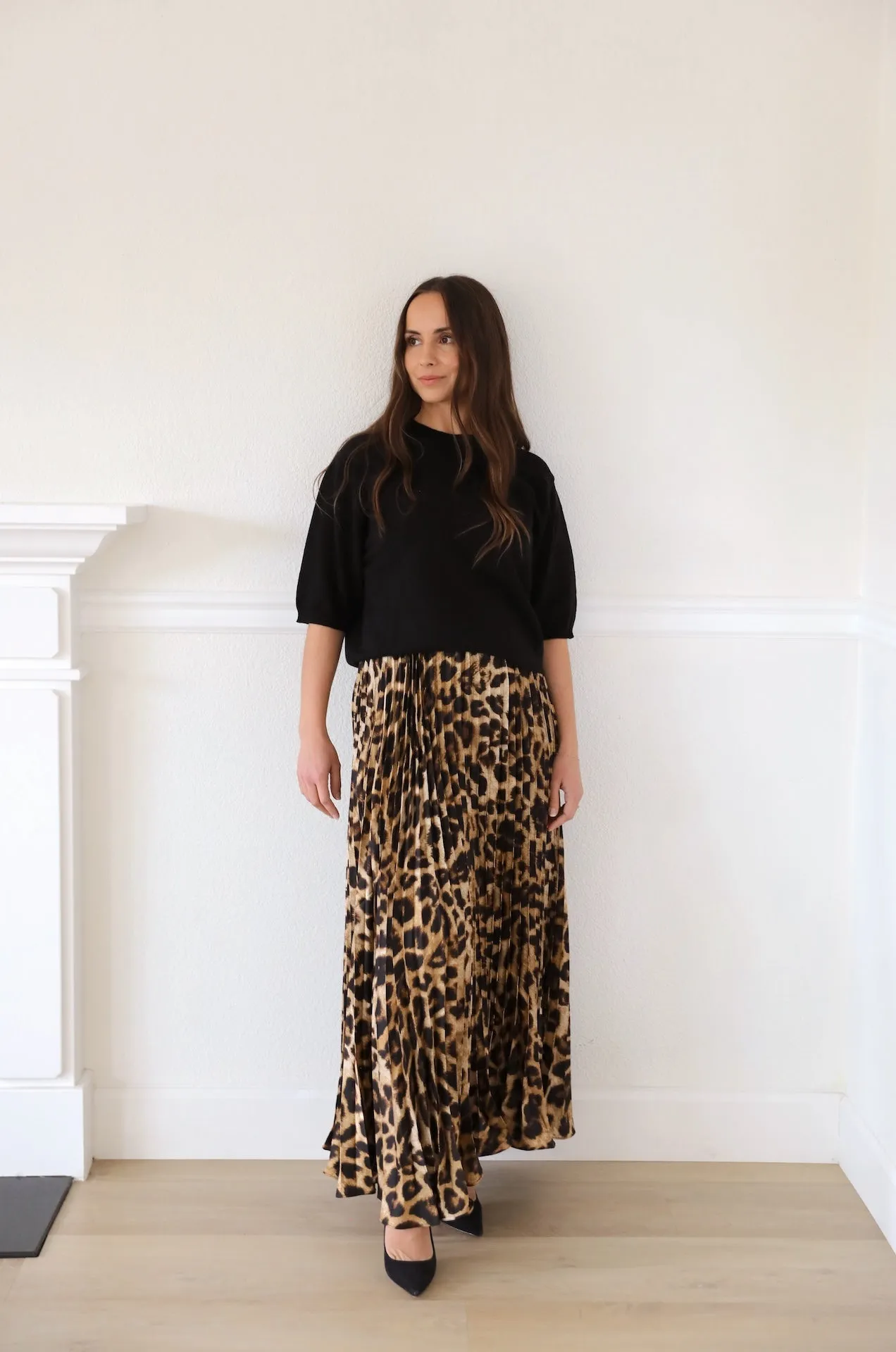 Leopard Print Pleated Dress