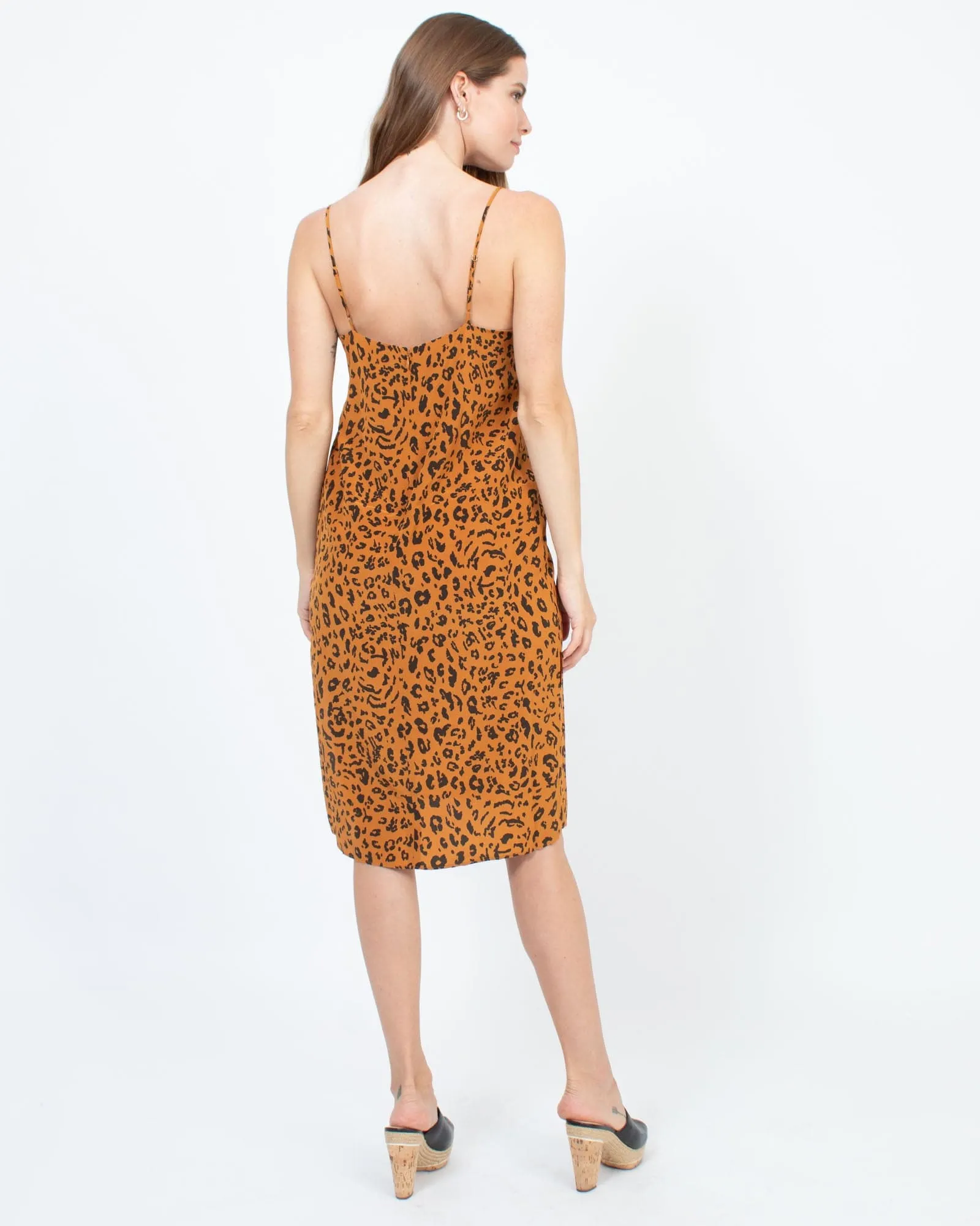 Leopard Print Sleeveless Petite Midi Slip Dress