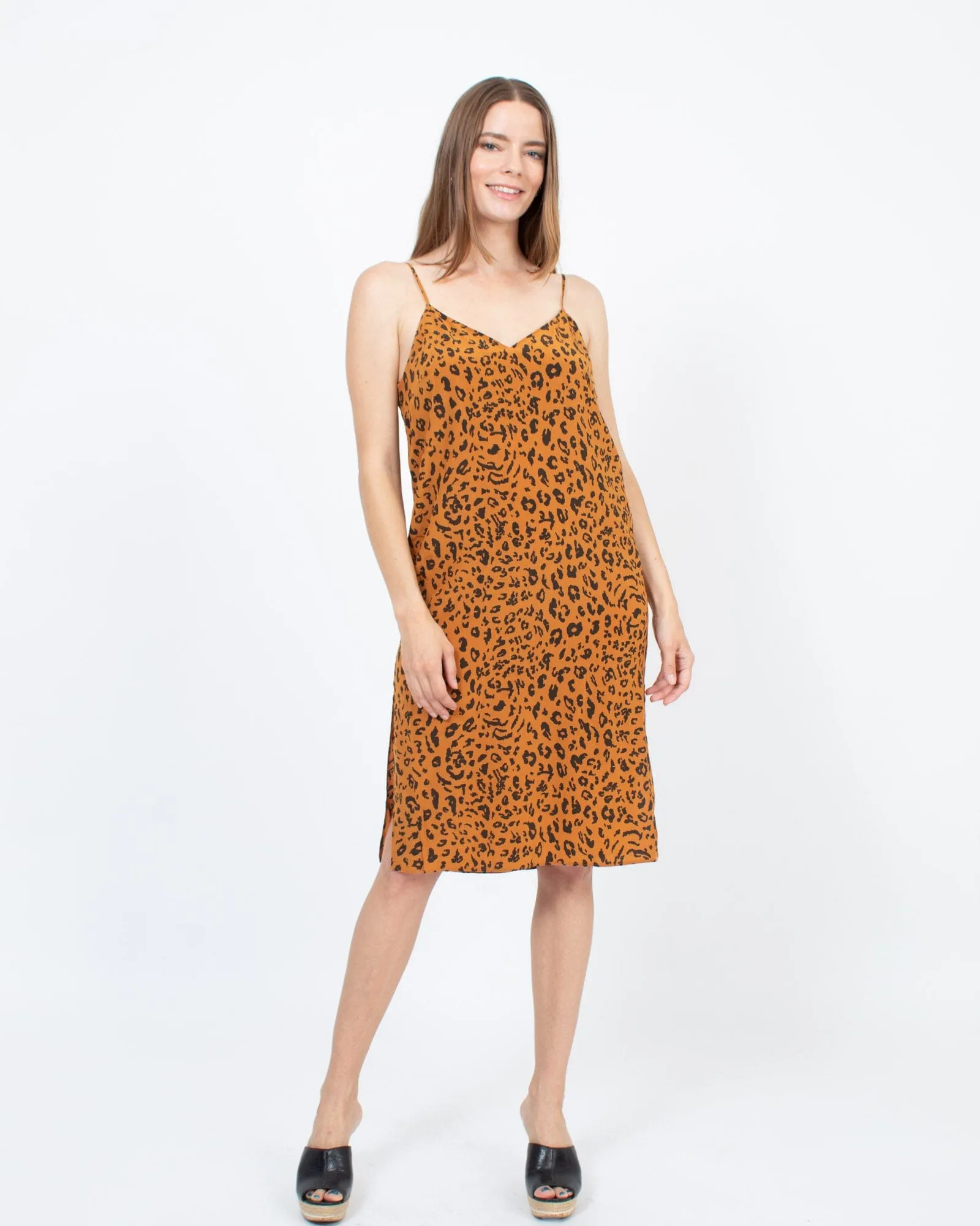 Leopard Print Sleeveless Petite Midi Slip Dress