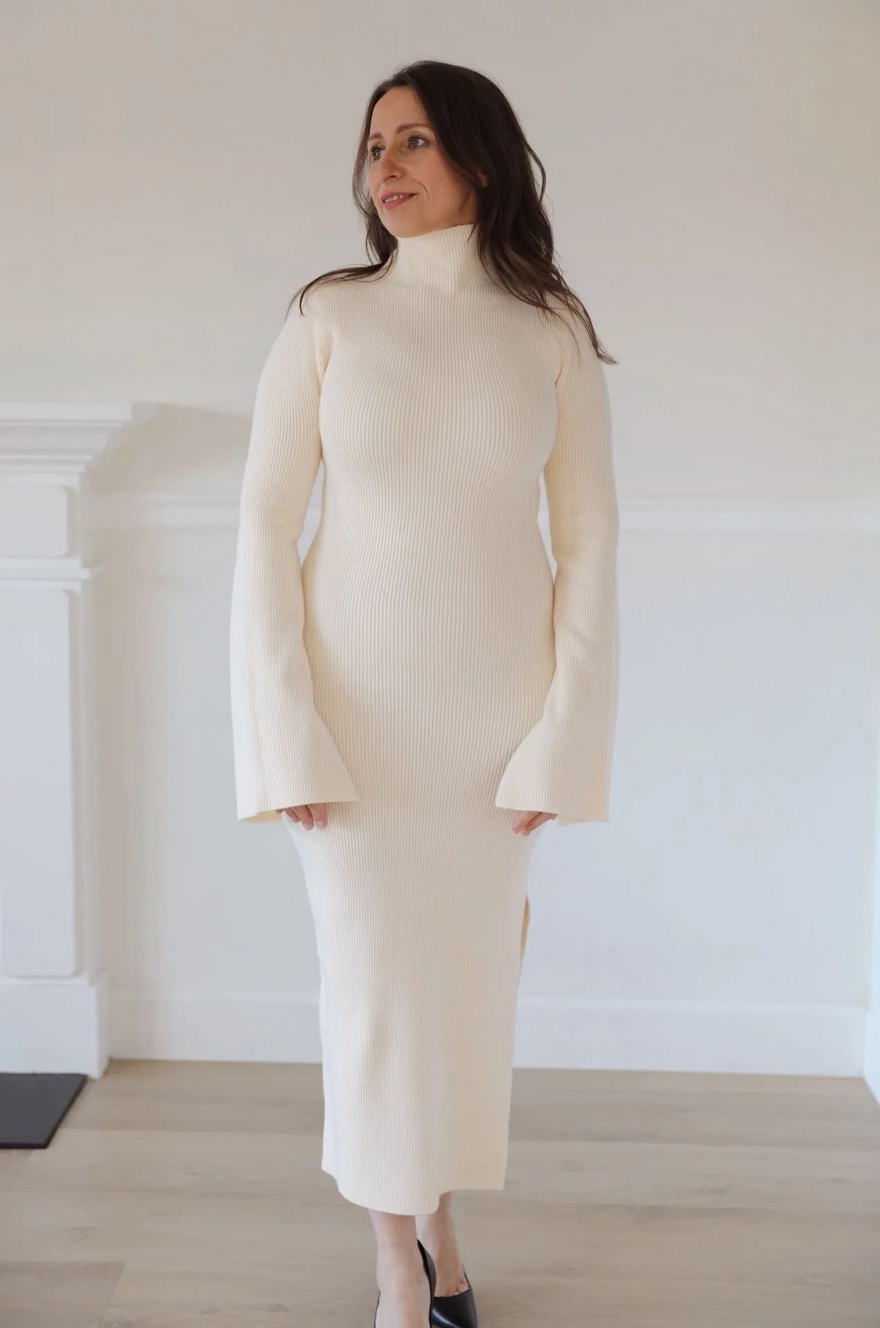 Lexie White Sweater Midi Dress