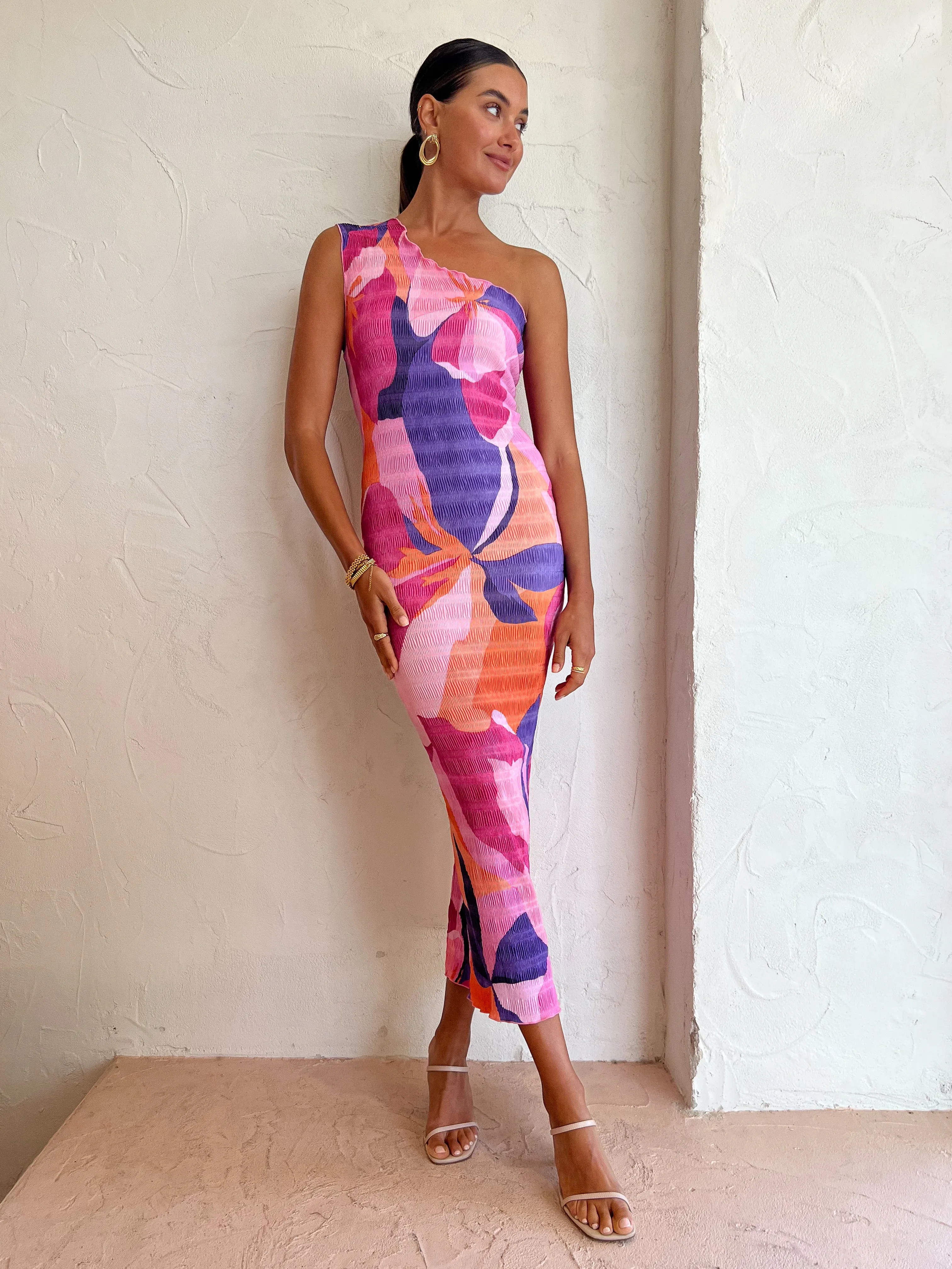 Lidee Gigi Smocking Gown in Capri Print Pink