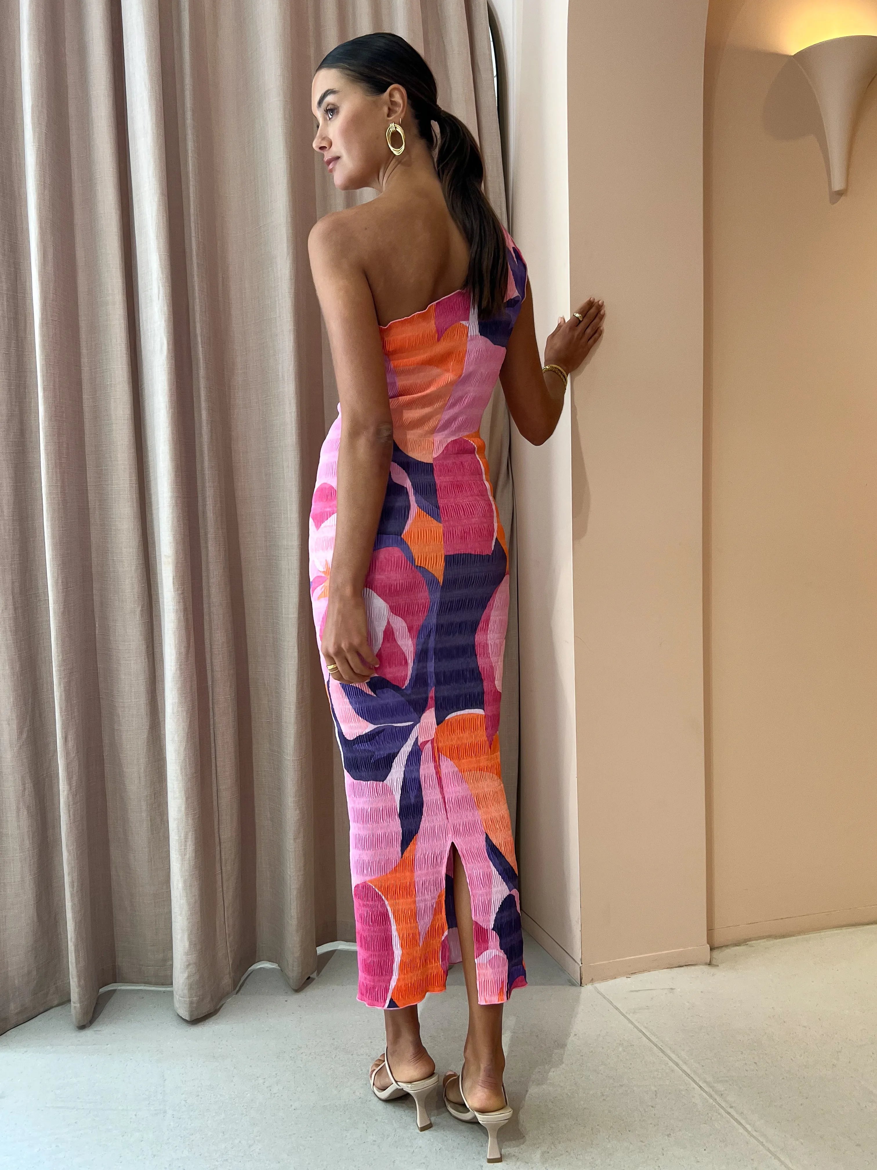 Lidee Gigi Smocking Gown in Capri Print Pink
