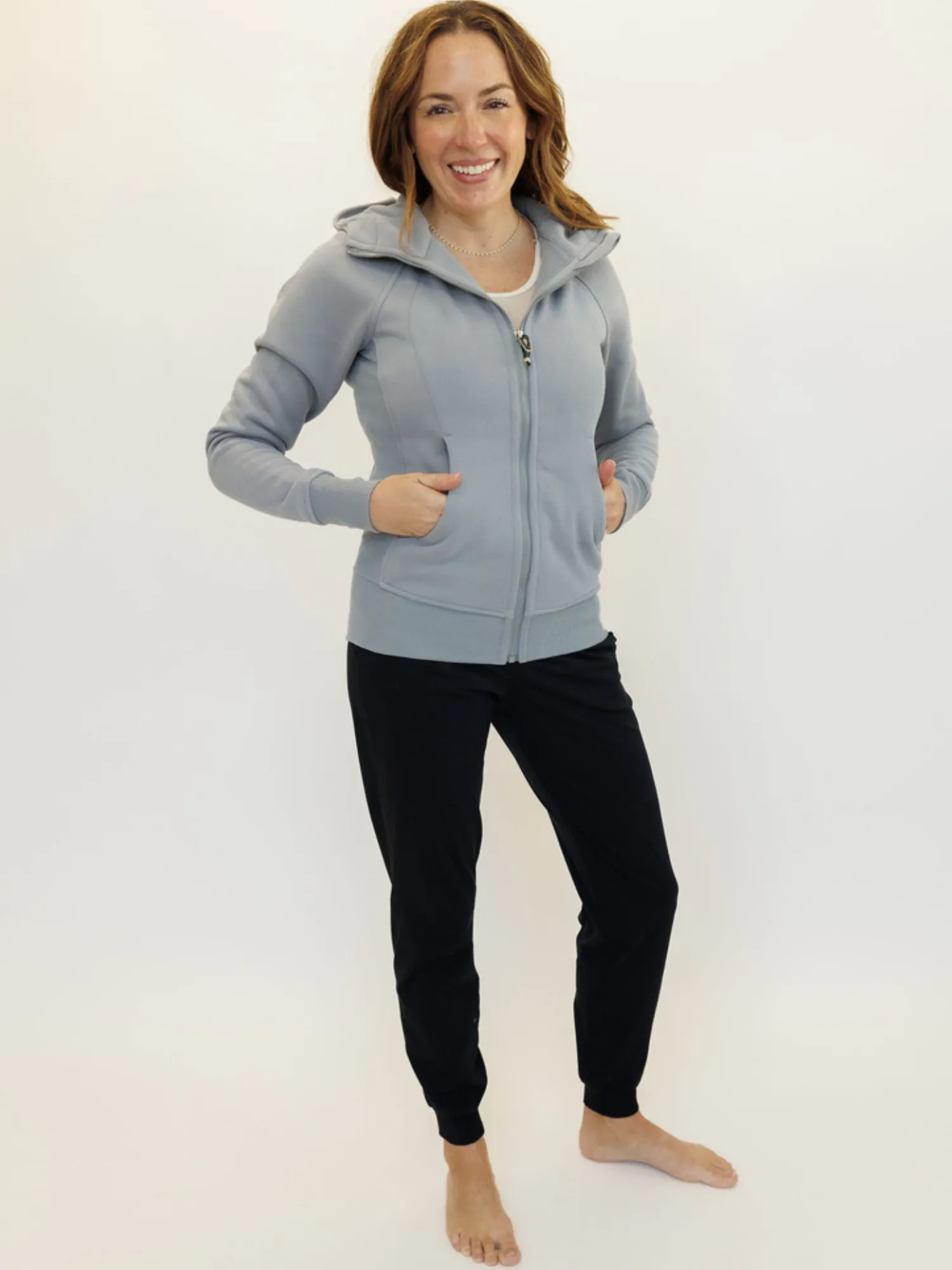 Light Gray "Rachel" Fleece Lined Full Zip Hoodie