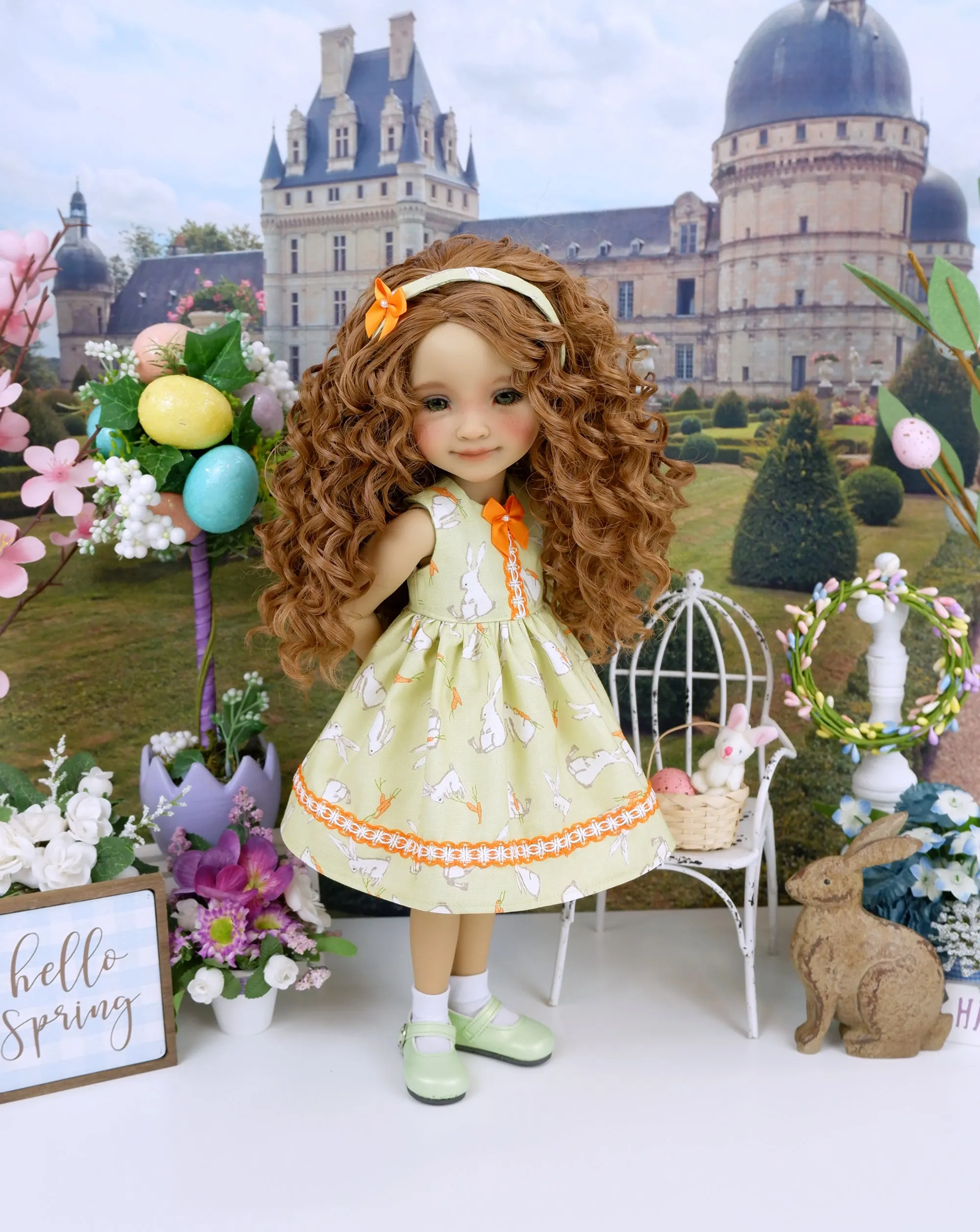 Little Garden Bunny - dress and sweater with shoes for Ruby Red Fashion Friends doll