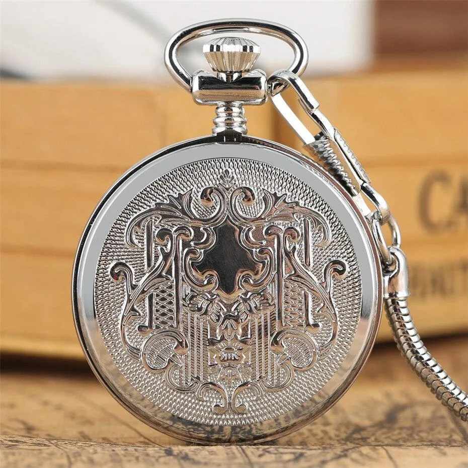 Men's Automatic Open Face Pocket Watch - Black Light