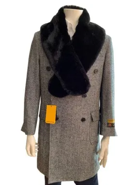 Mens Wool Trench coat - 'Grey' Color Mens Overcoat
