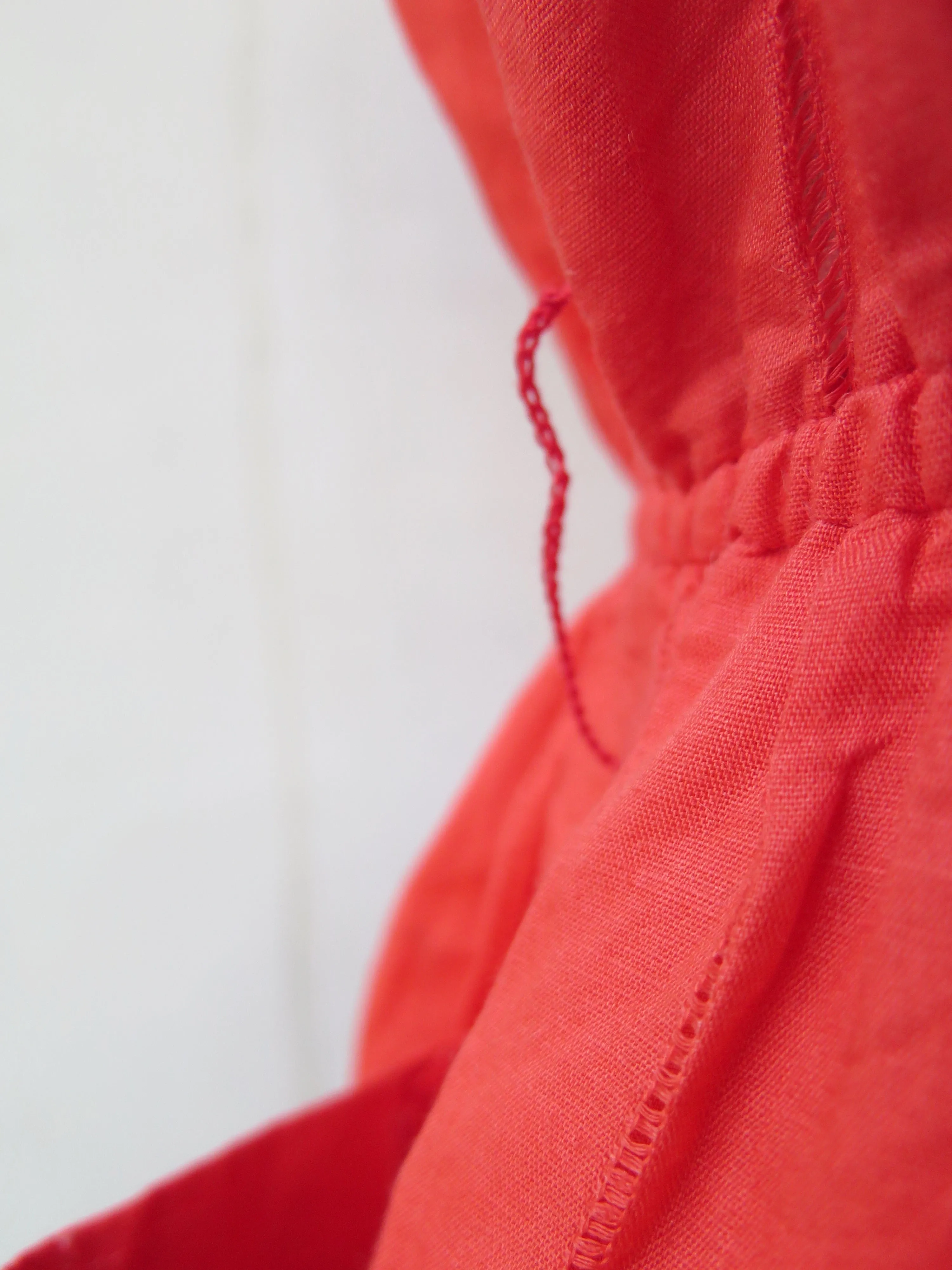 Meredith | Vintage vermillion orange red 1950s plain cotton dress with 2 large pockets