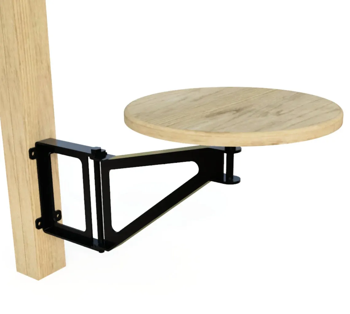 Metal Swing Away Bar Stool With Wooden Seat - Round Seat or Tractor Seat - 12.5" Swing Arm - Open Design - Minimalist