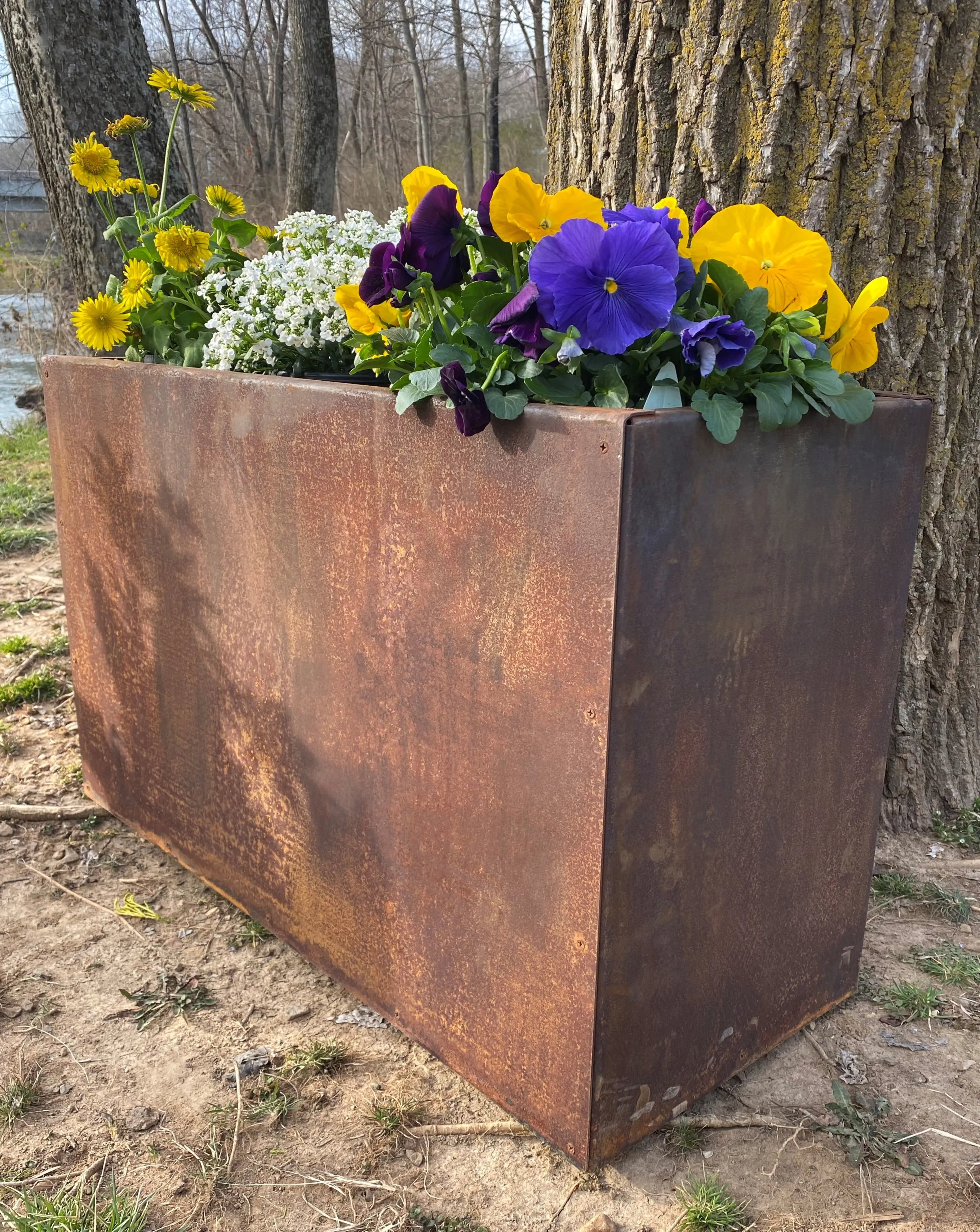 Metal Trough Planter - 30" x 12" x 18" Large Rectangular Planter - 18" Deep Perennial Planter Pot - Raw Steel Will Develop Natural Rusty Patina - Minimalist