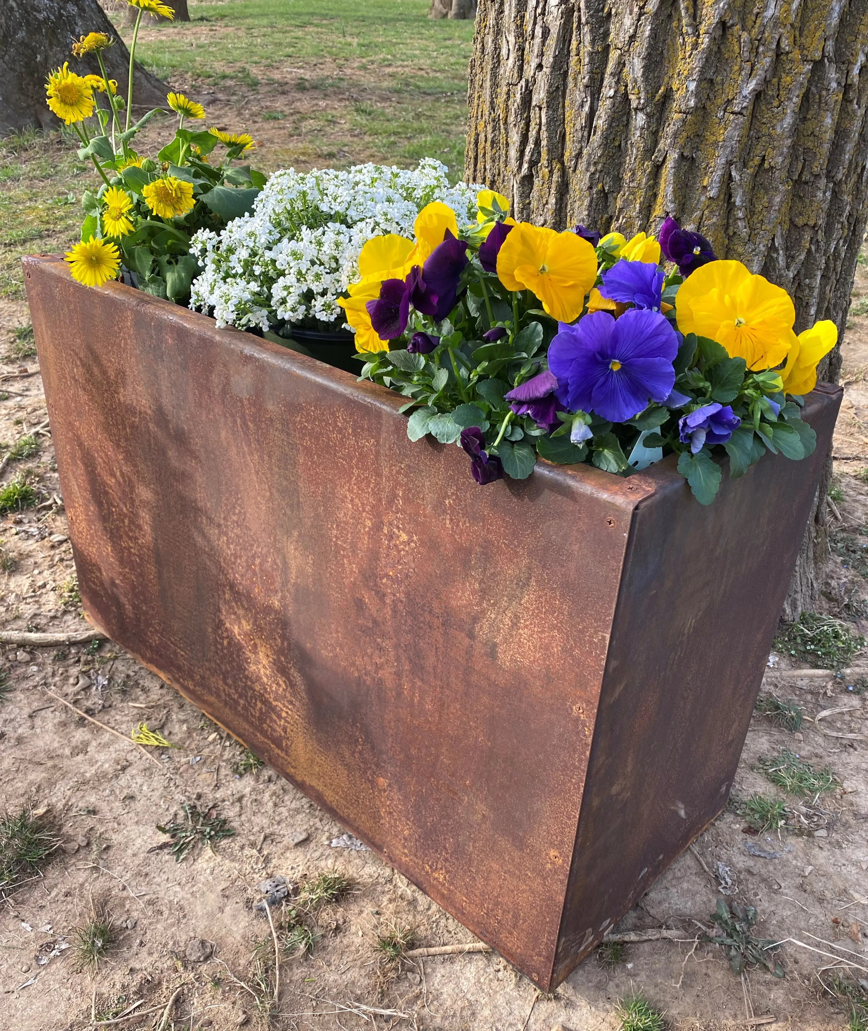 Metal Trough Planter - 30" x 12" x 18" Large Rectangular Planter - 18" Deep Perennial Planter Pot - Raw Steel Will Develop Natural Rusty Patina - Minimalist