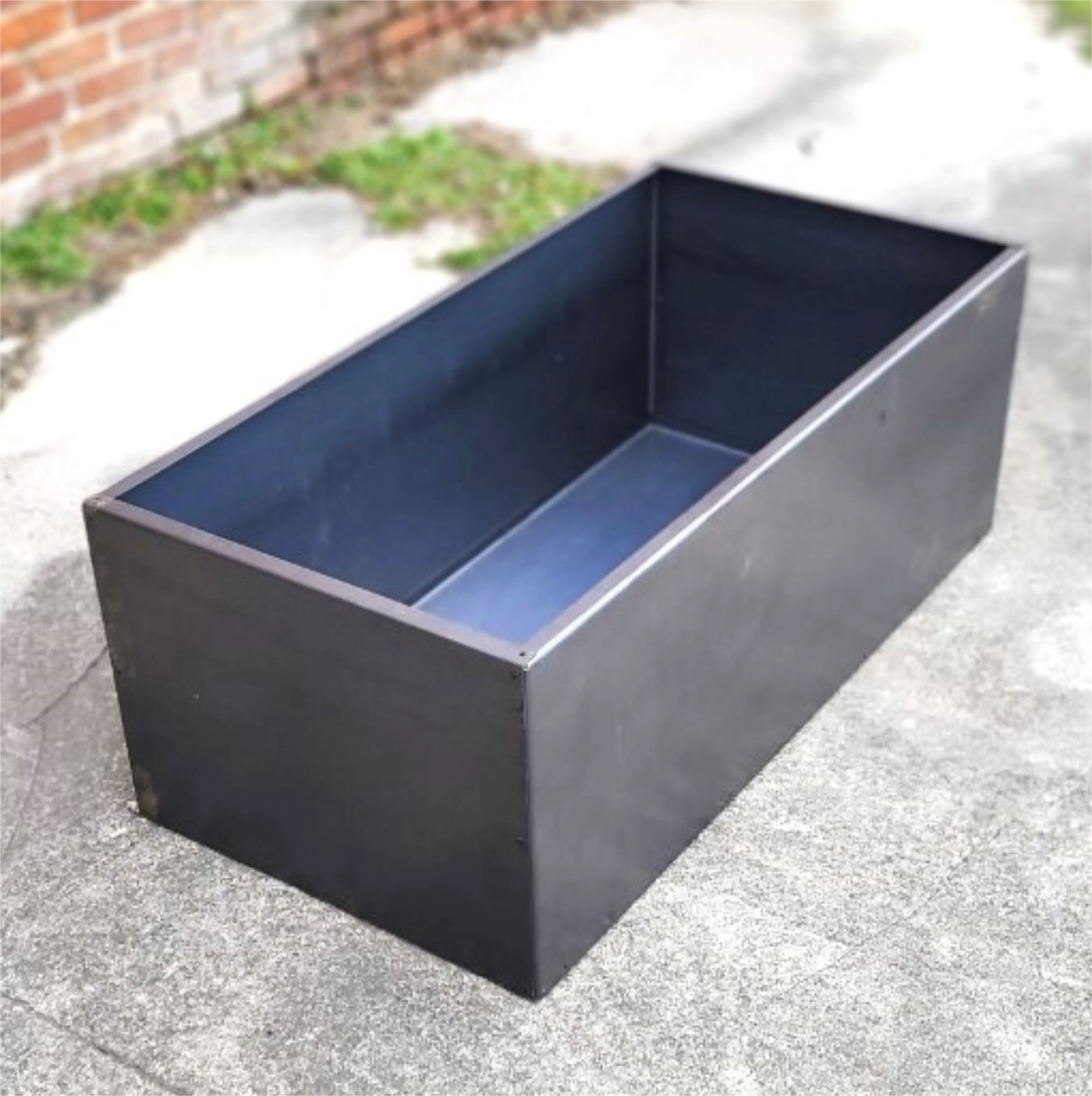 Metal Trough Planter - 48" x 24" x 18" Giant Rectangular Planter - Perennial Planter Pot - Raw Steel Will Develop Natural Rust Patina - Minimalist