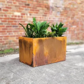 Metal Trough Planter - Extra Large Rectangular Planter - Perennial Planter Pot - Raw Steel Will Develop Natural Rust Patina - Minimalist
