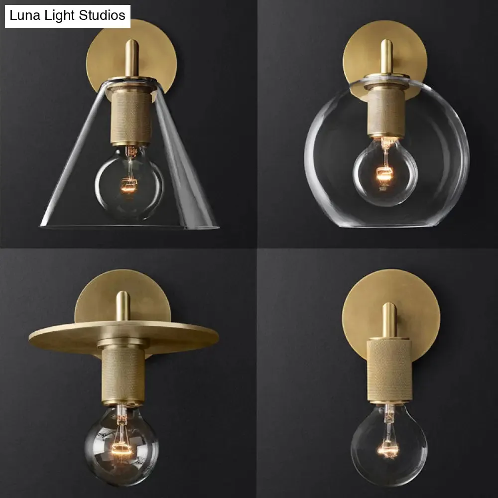 Minimalist Bronze Wall Sconce with Glass Shade Options