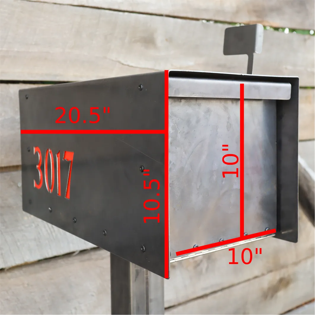Minimalist Steel Mailbox - Metal Address Mail Box - Letter Box Post