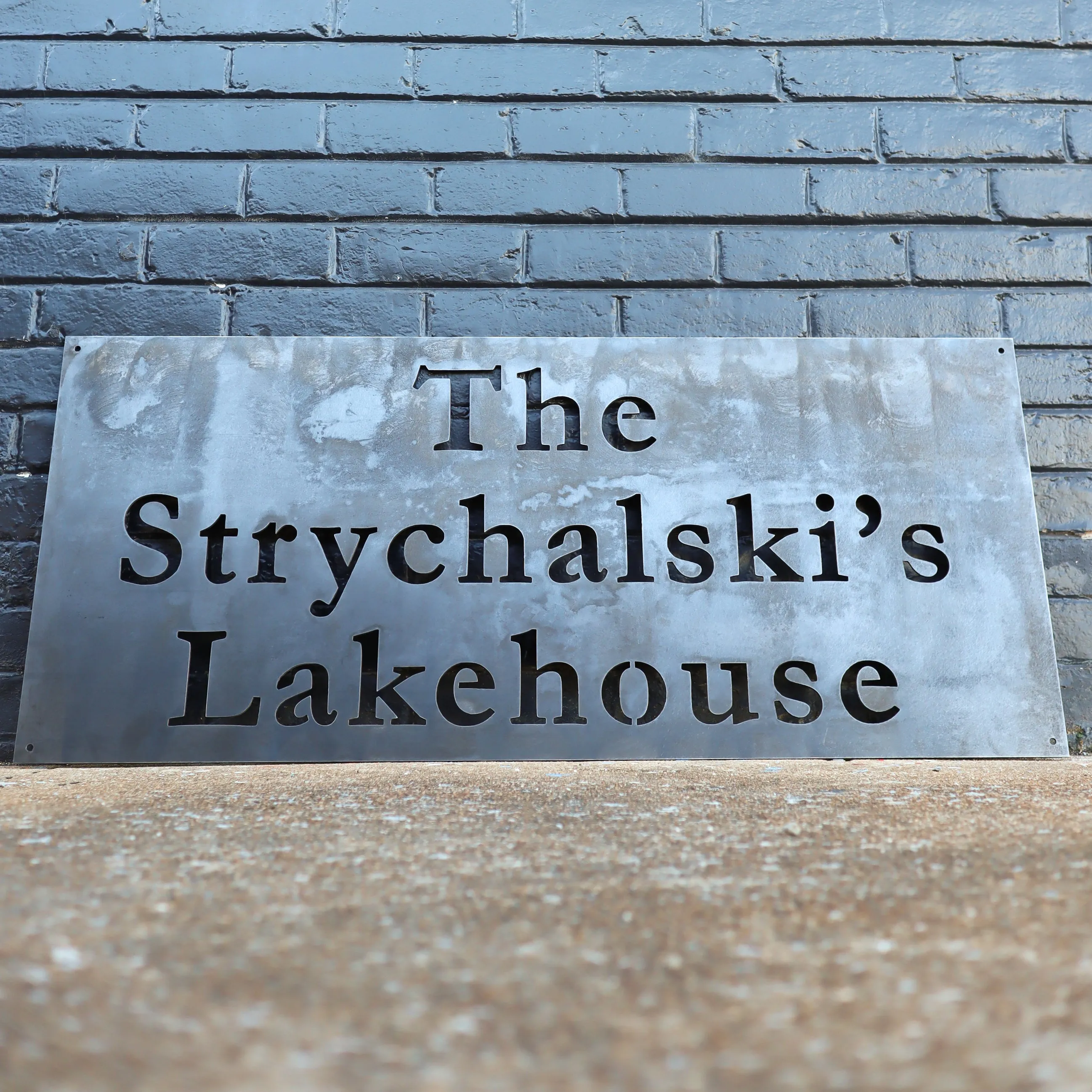 Modern Lake House Custom Metal Sign - Personalized Last Name Family Wall Art - Front Porch Signs - Garage Signs