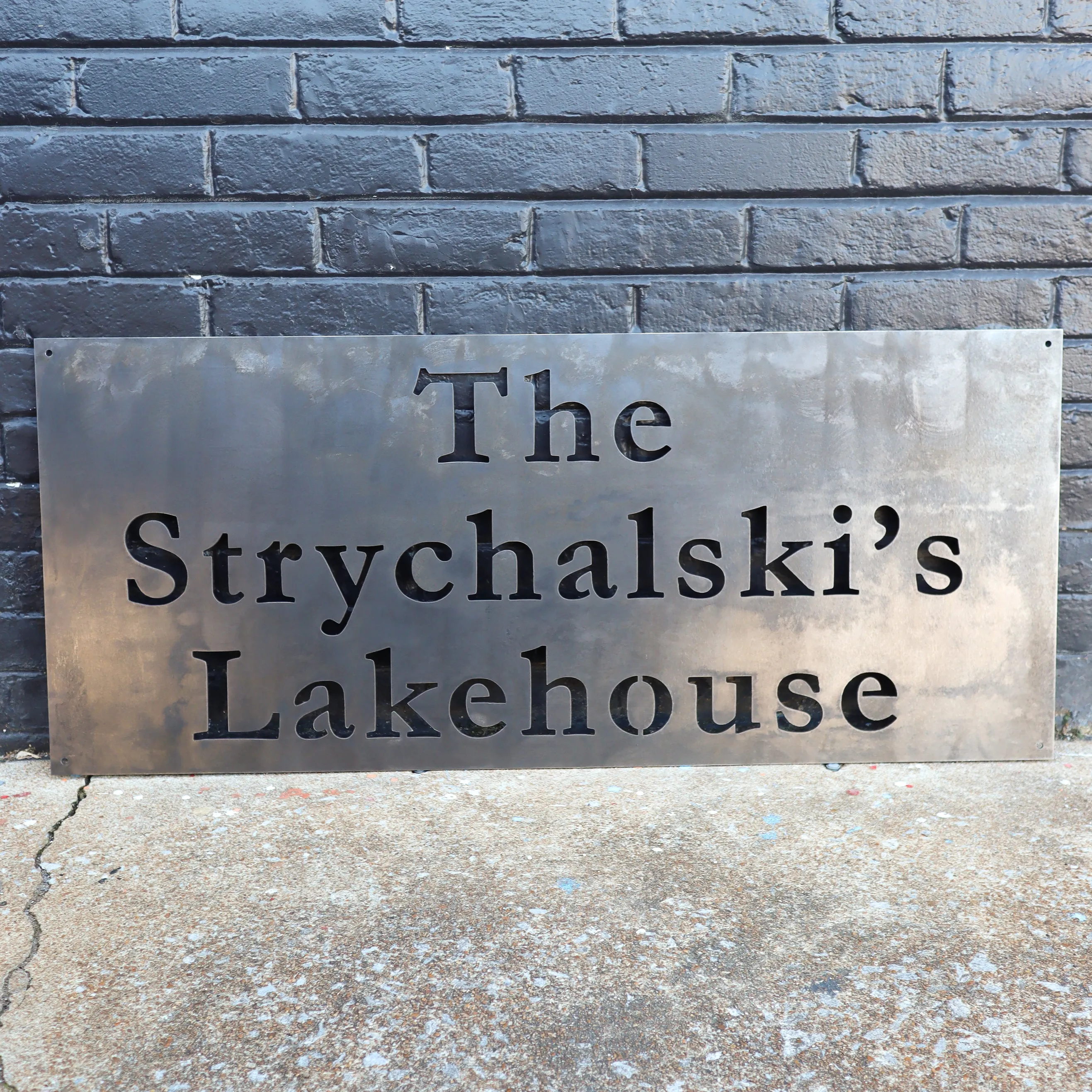 Modern Lake House Custom Metal Sign - Personalized Last Name Family Wall Art - Front Porch Signs - Garage Signs