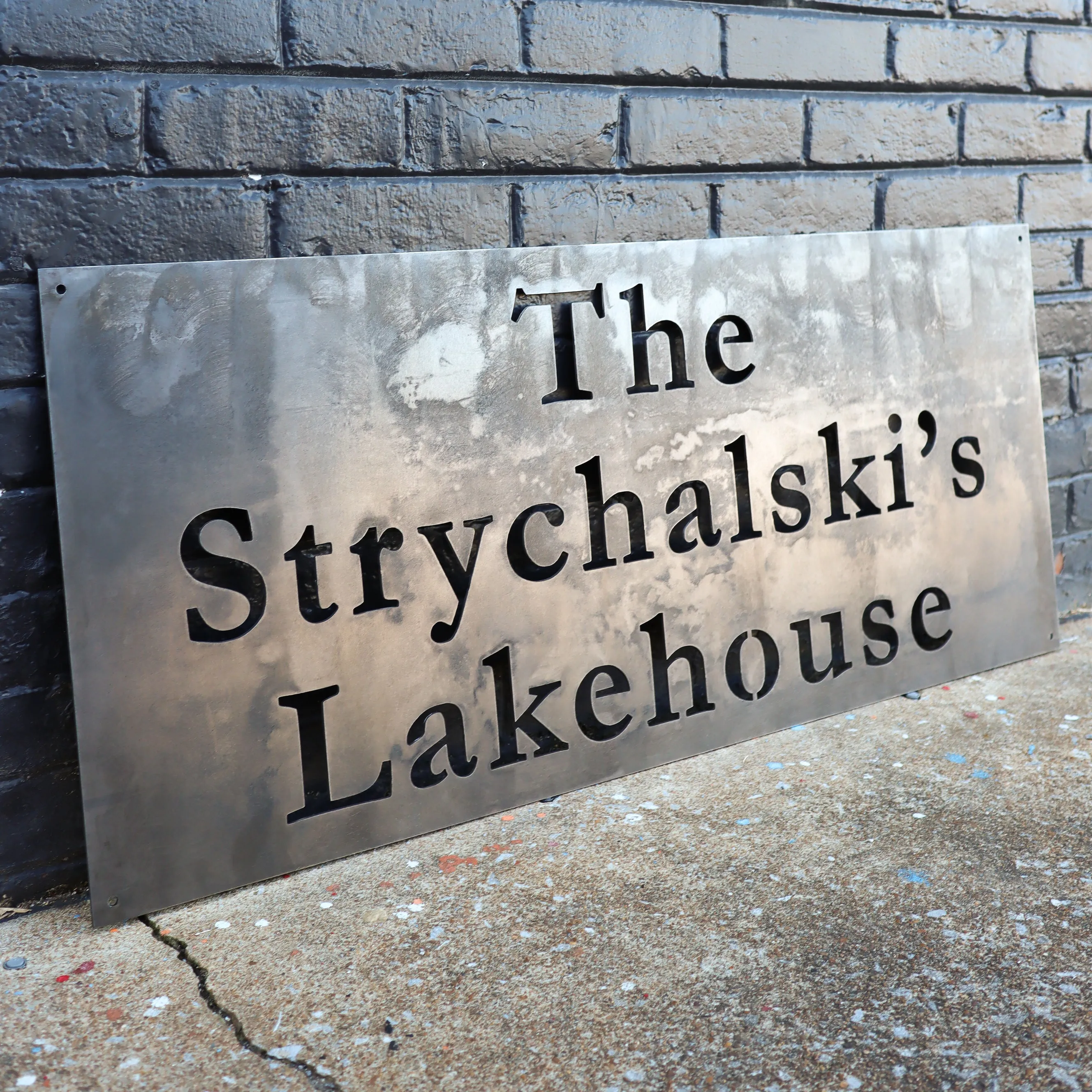 Modern Lake House Custom Metal Sign - Personalized Last Name Family Wall Art - Front Porch Signs - Garage Signs