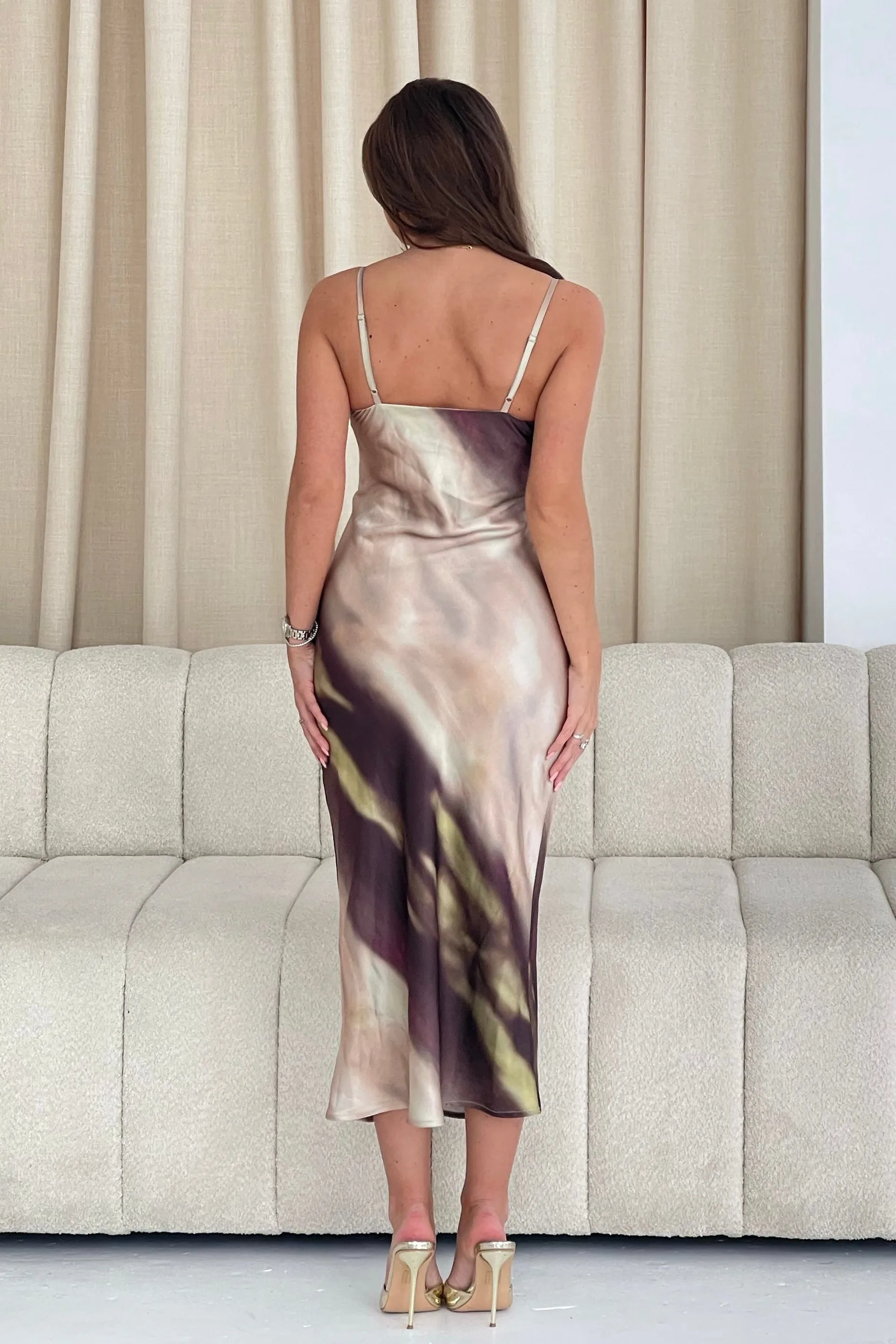Naomi Brown Slip Midi Dress