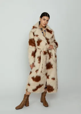 OOFWear Cow Print Eco Fur Long Coat