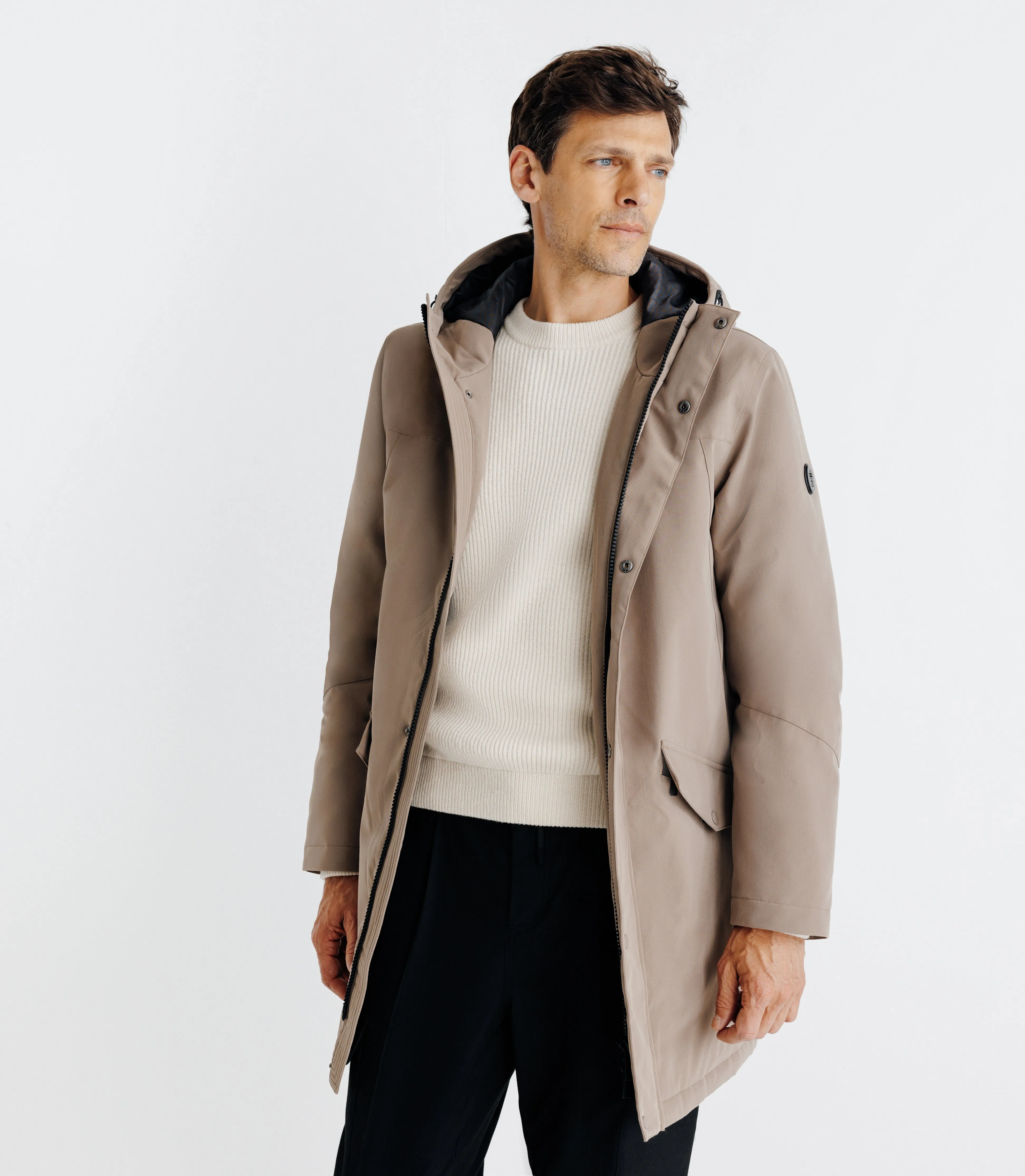 Parka à capuche taupe