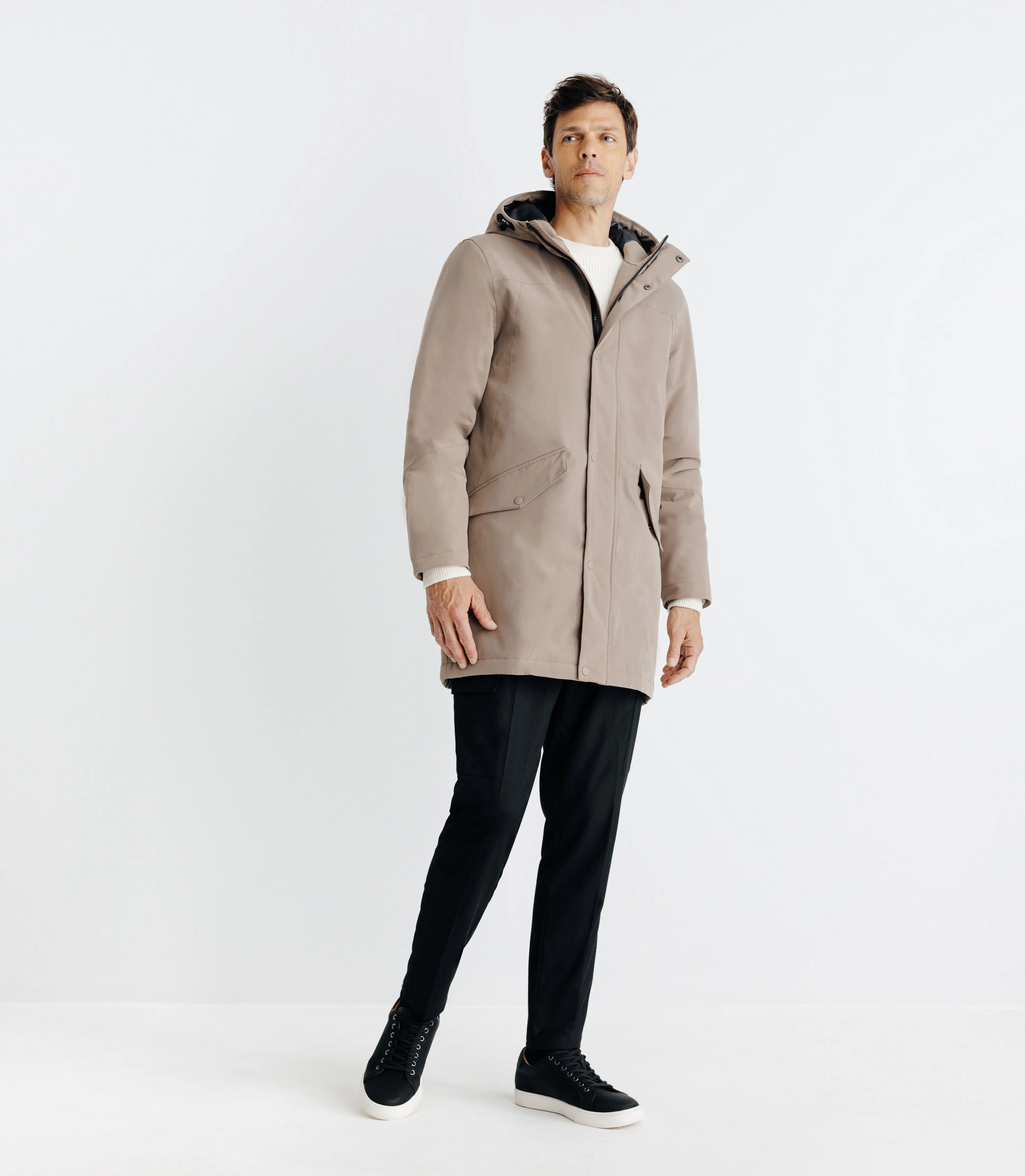 Parka à capuche taupe