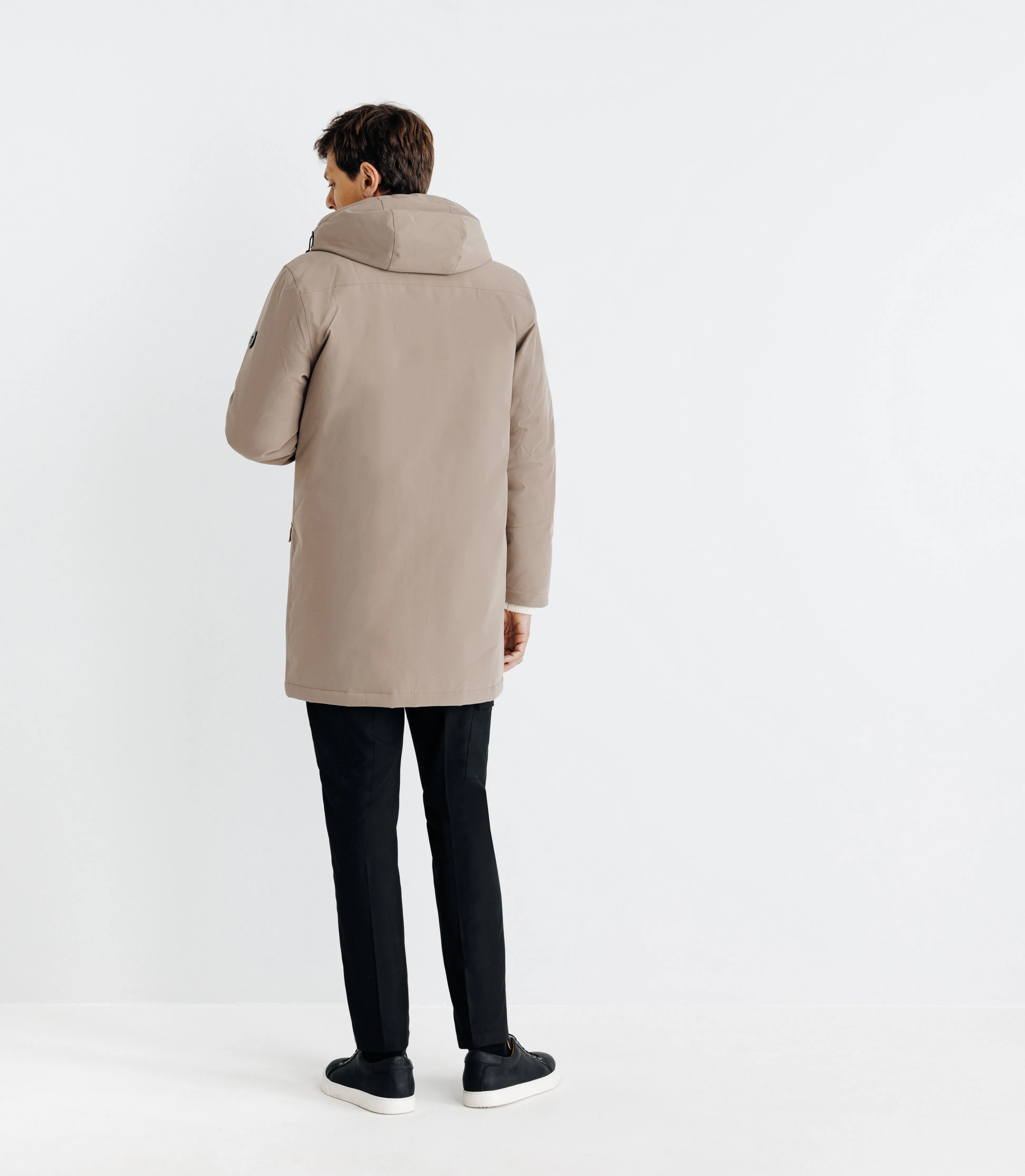 Parka à capuche taupe