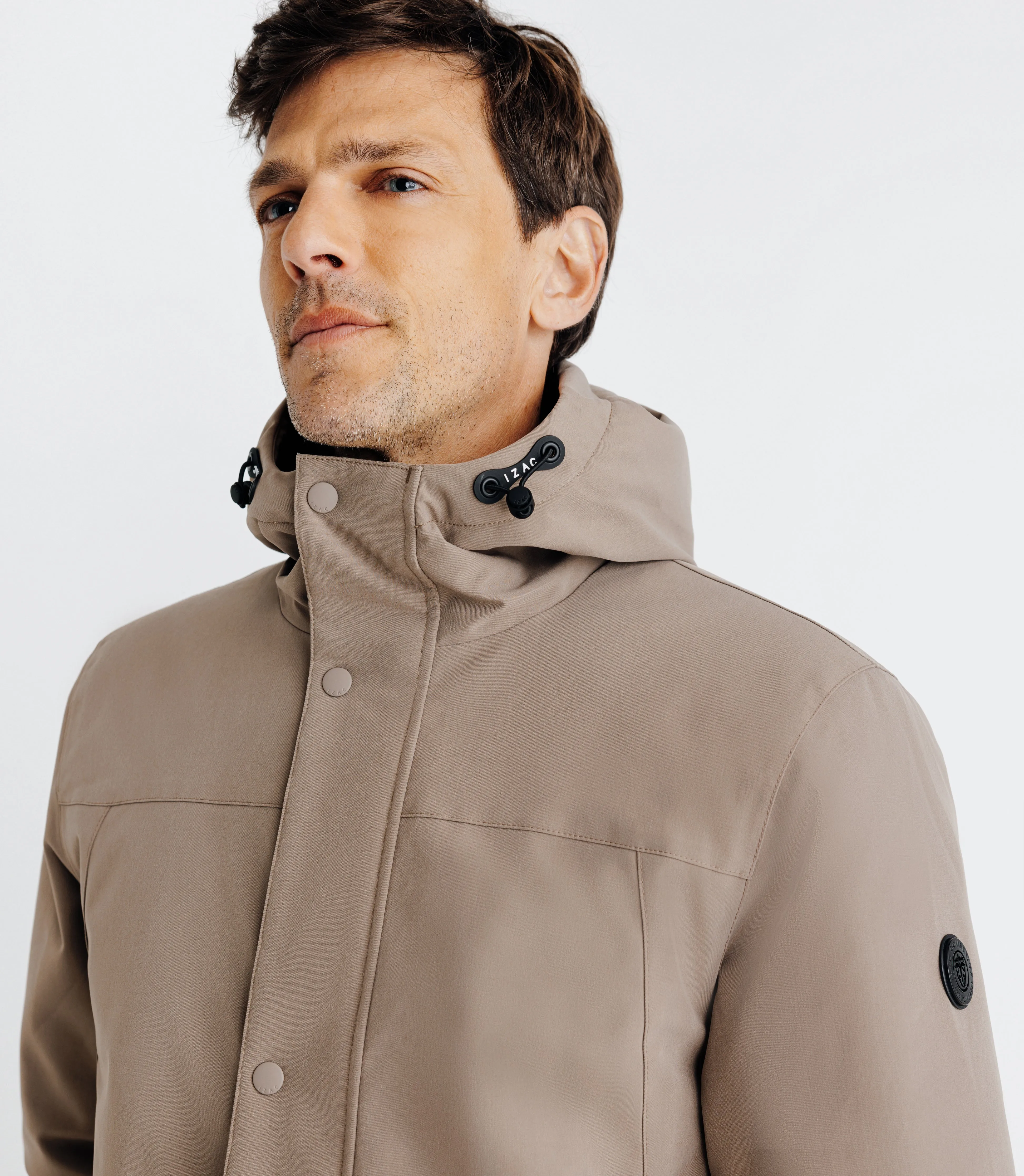 Parka à capuche taupe