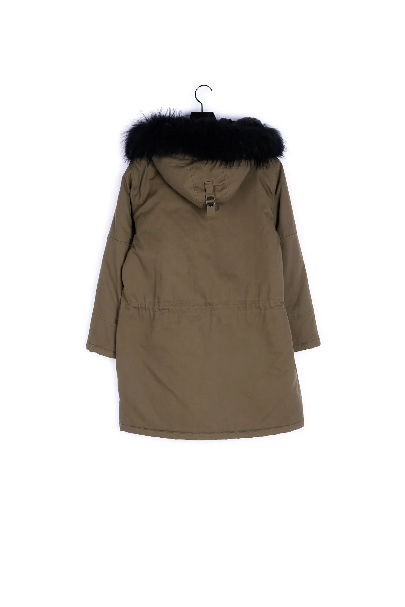 Parka en coton technique à capuche fourrure