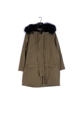 Parka en coton technique à capuche fourrure