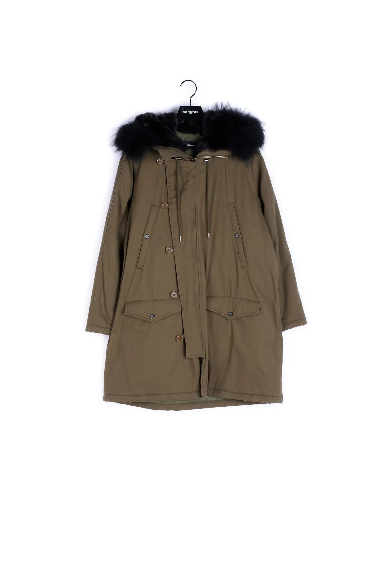 Parka en coton technique à capuche fourrure