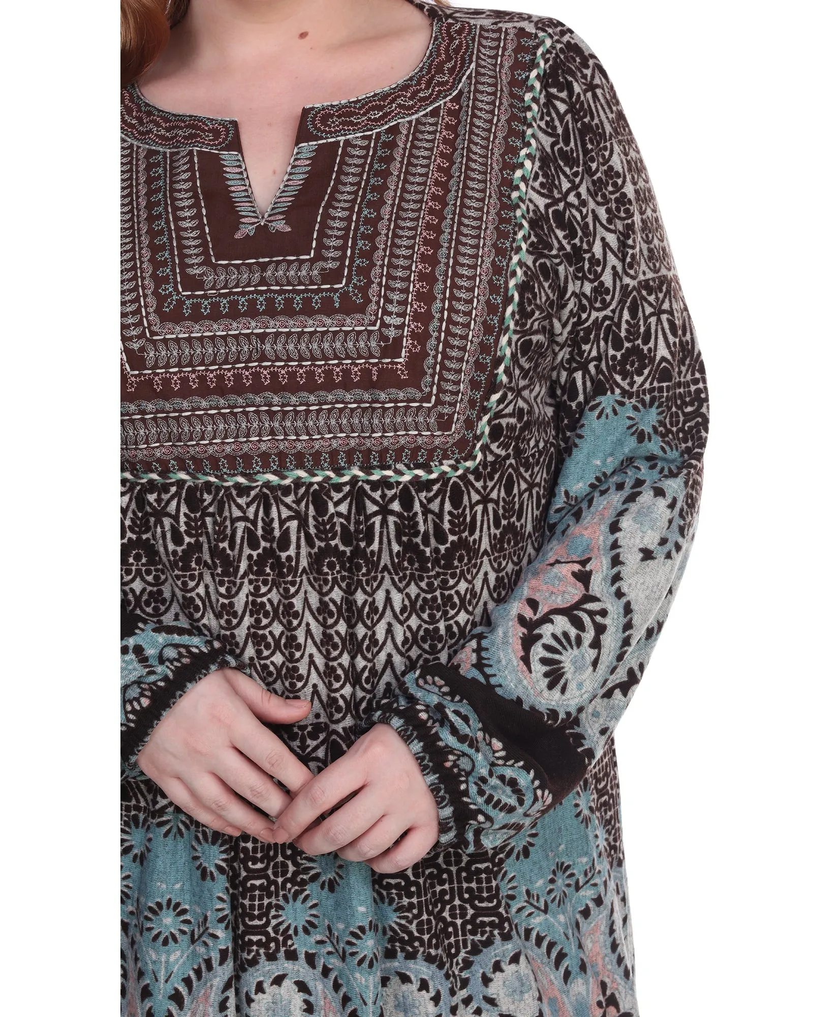 Phebe Embroidered Sweater Dress | Brown