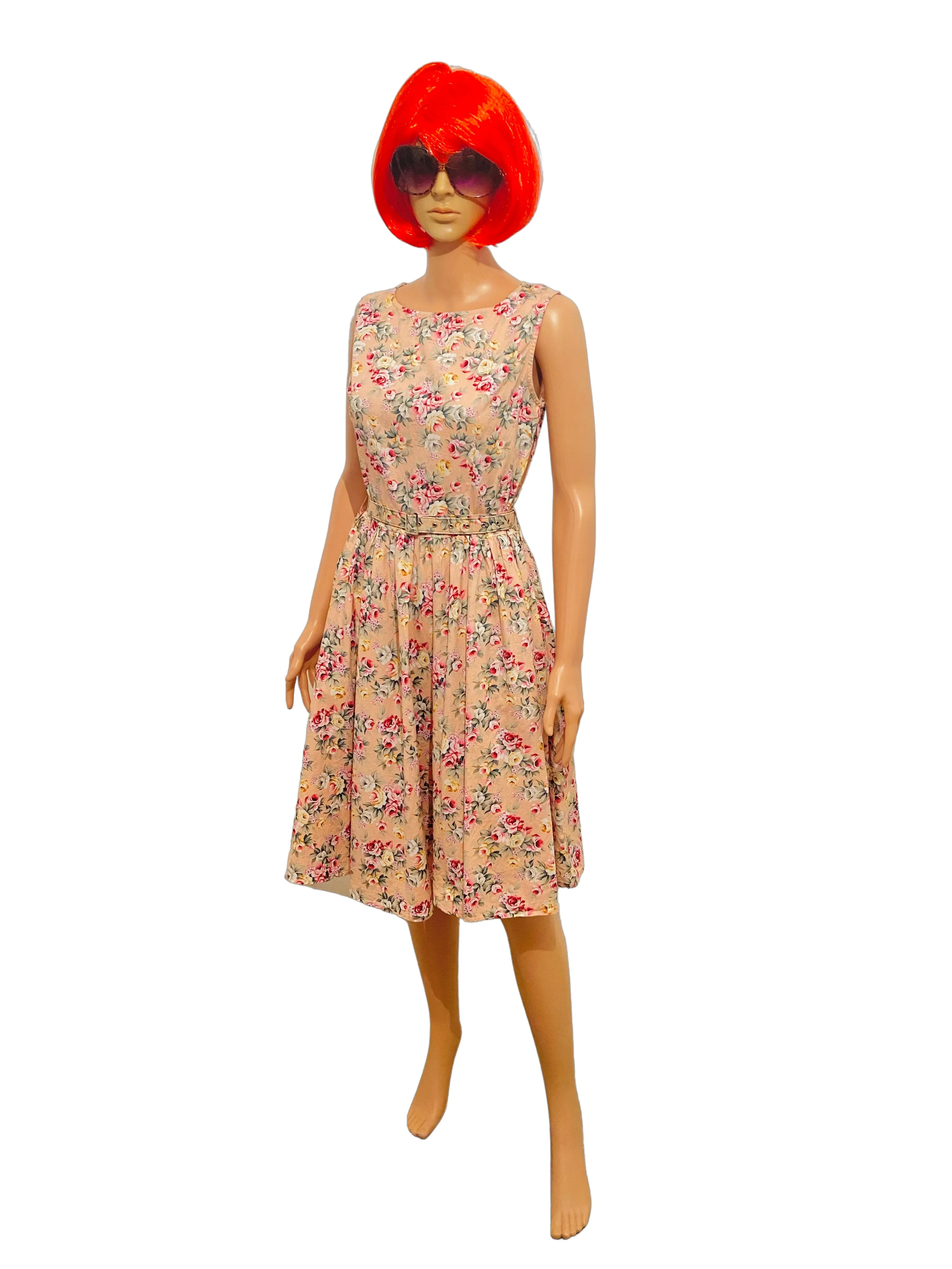 Pink 1950s Floral Tea Dress