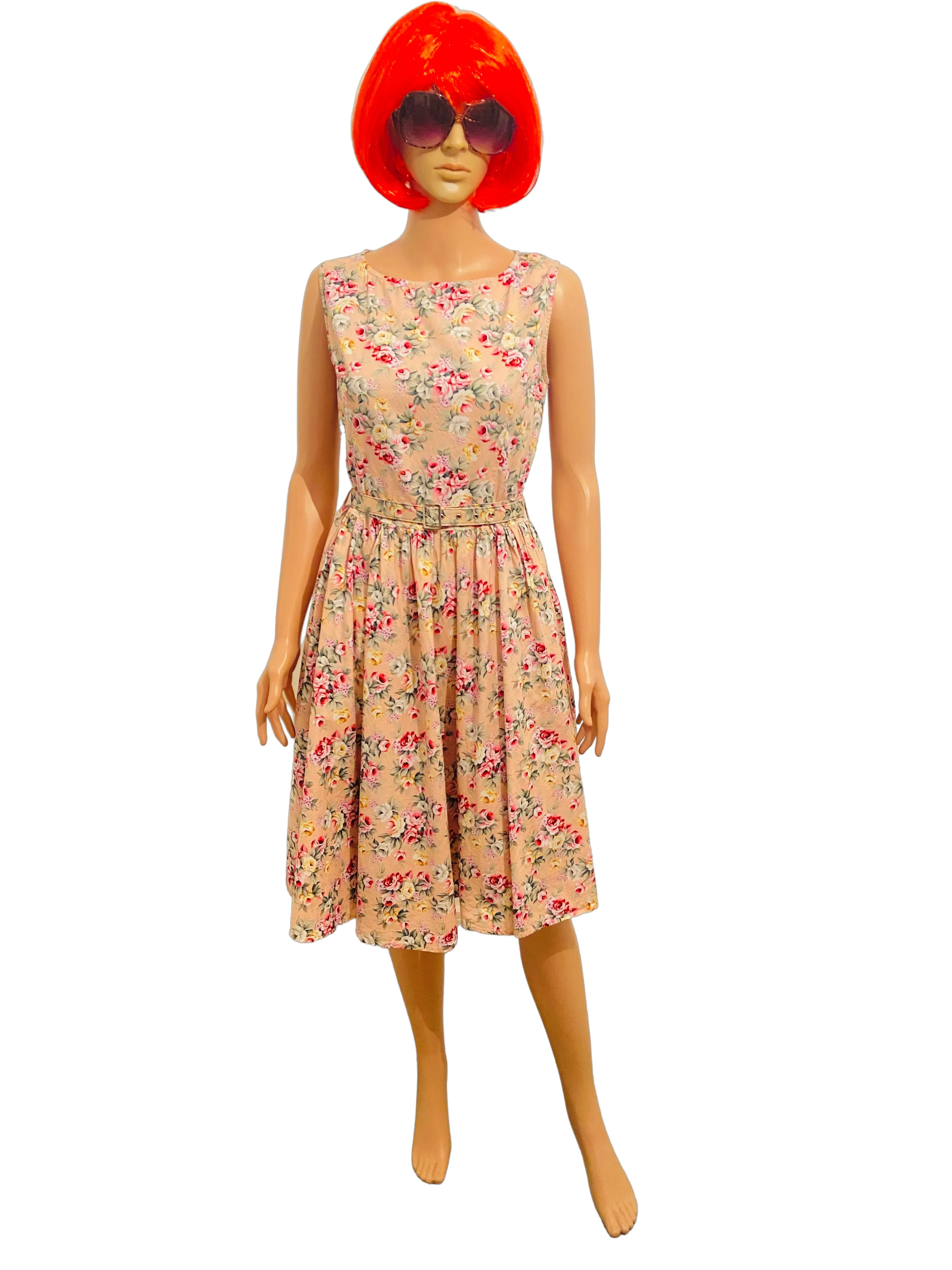 Pink 1950s Floral Tea Dress