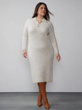 Plus Long Sleeve Polo Sweater Dress