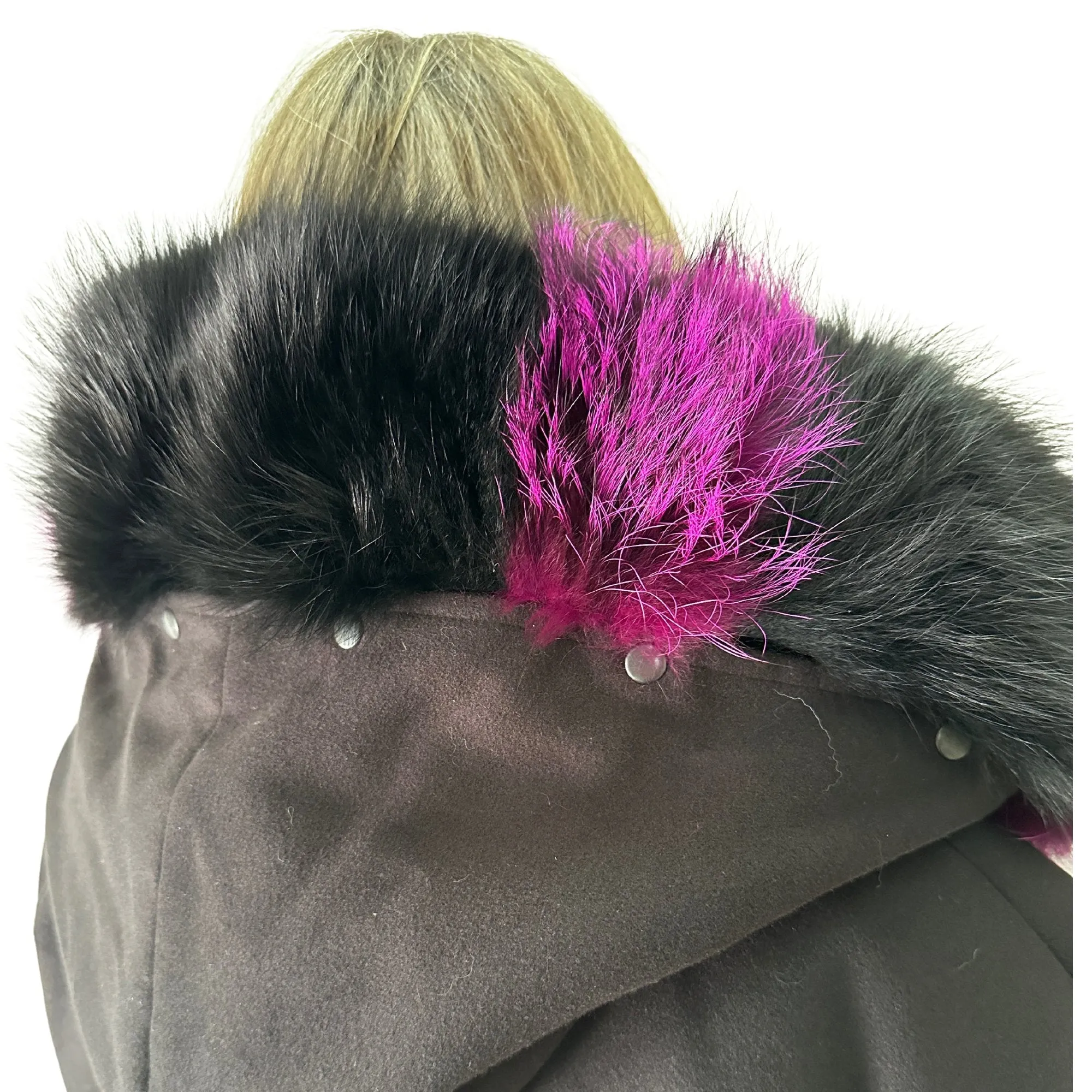 Puffer Cashmere Black Quilted Double-Sided Long Coat Vest Cape with Hood - Stylish and Warm Women's Outerwear Plus size