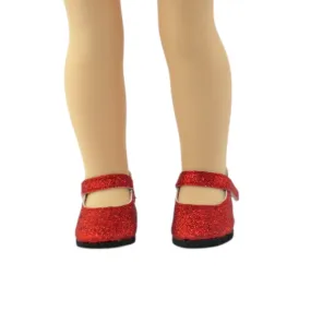 Red Glitter Shoes with Straps for 14 1/2-inch dolls