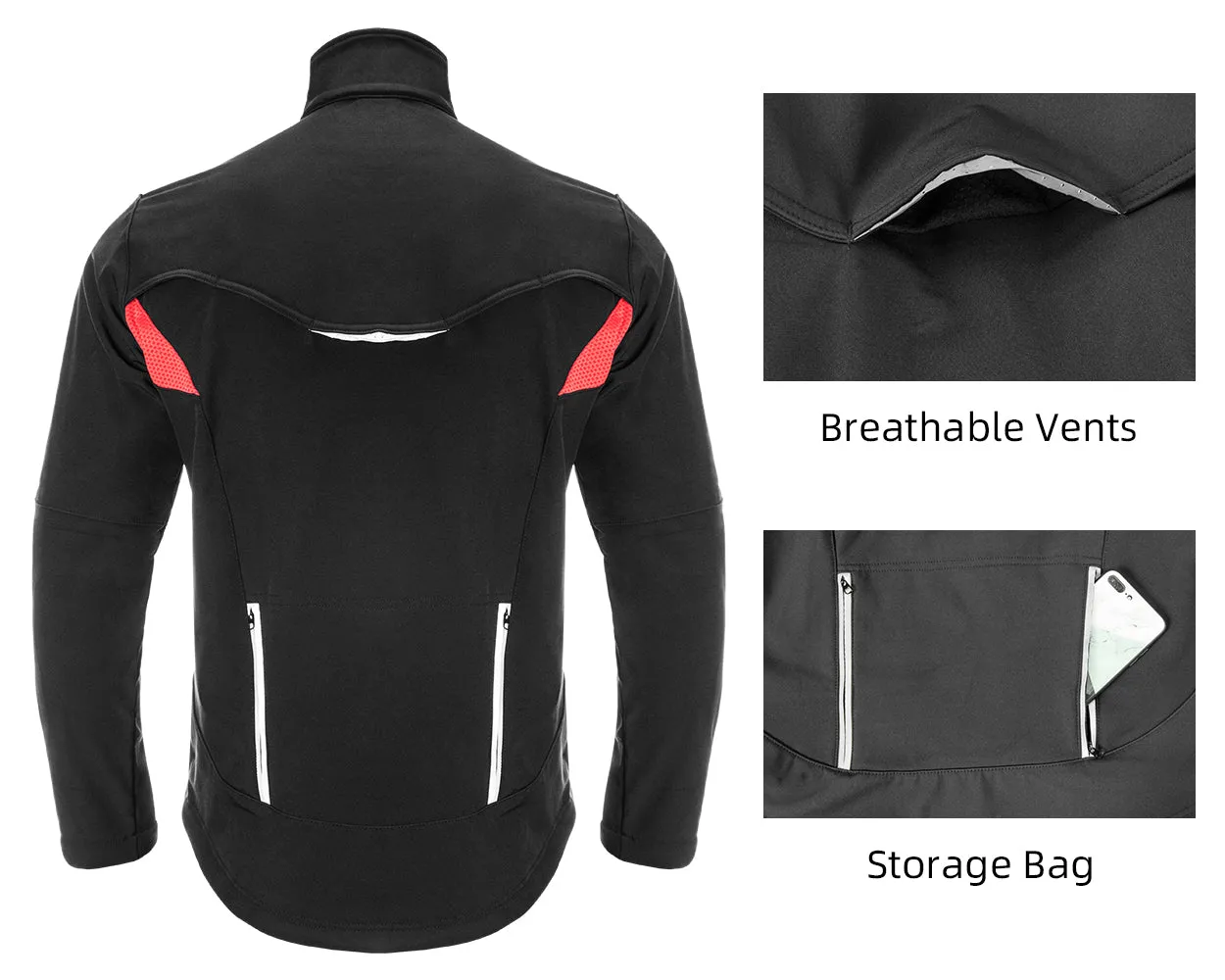 RockBros Men Winter Cycling Jacket Fleece Thermal Warm Windproof Water-Resistant